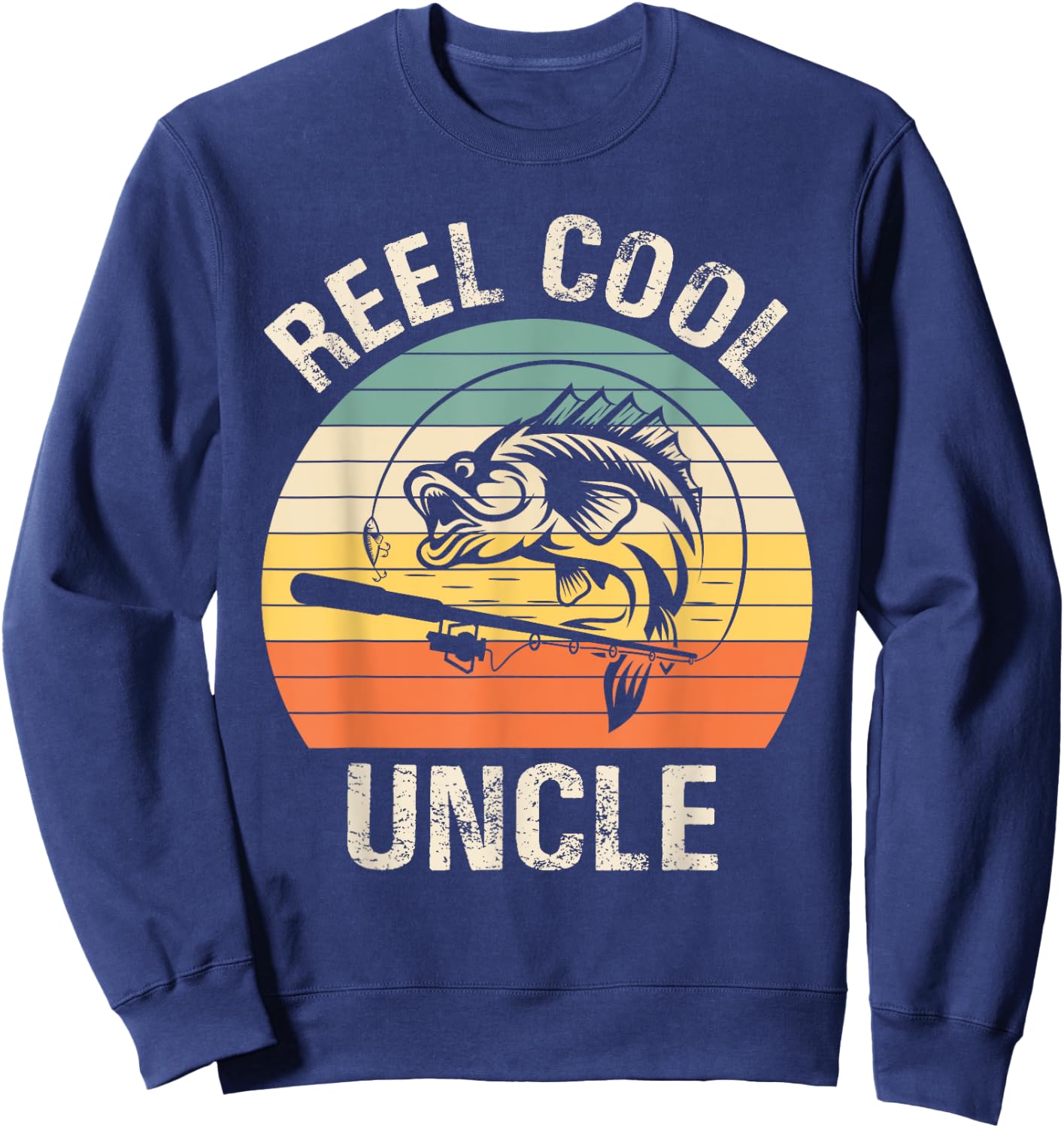 Reel Cool Uncle Fishing Funny Gift Sweatshirt - Sweatshirt | Navy