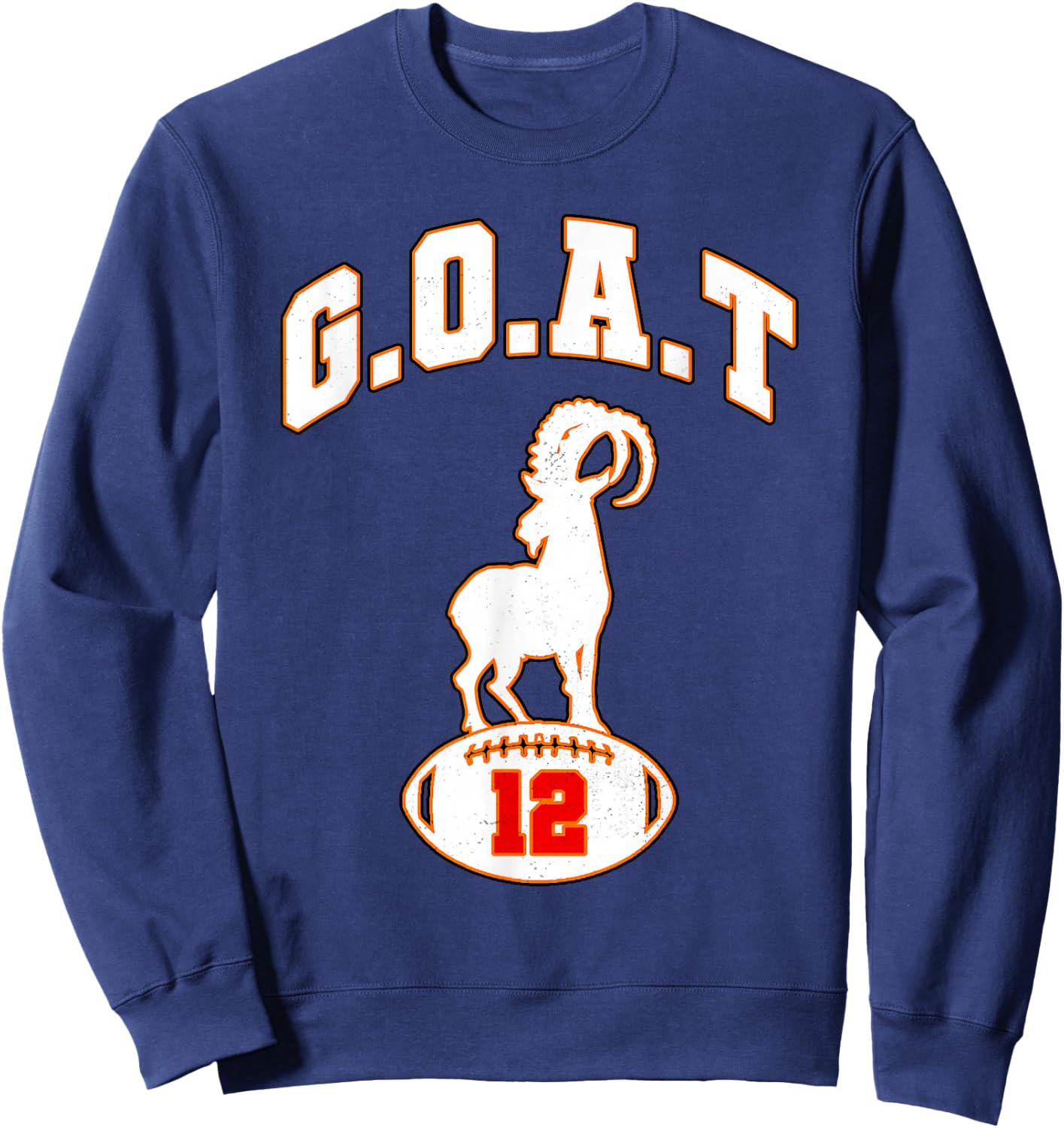 Vintage Distressed GOAT 12 Football Sweatshirt - Sweatshirt | Navy