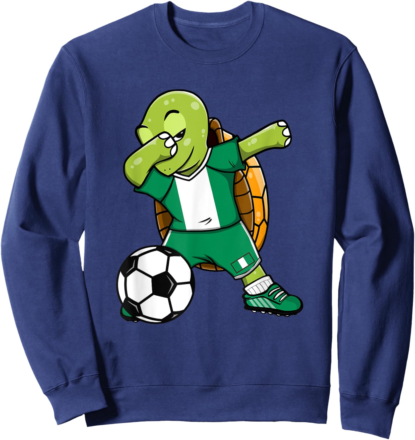 Dabbing Turtle Nigeria Soccer Fans Jersey Nigerian Football Sweatshirt - Sweatshirt | Navy