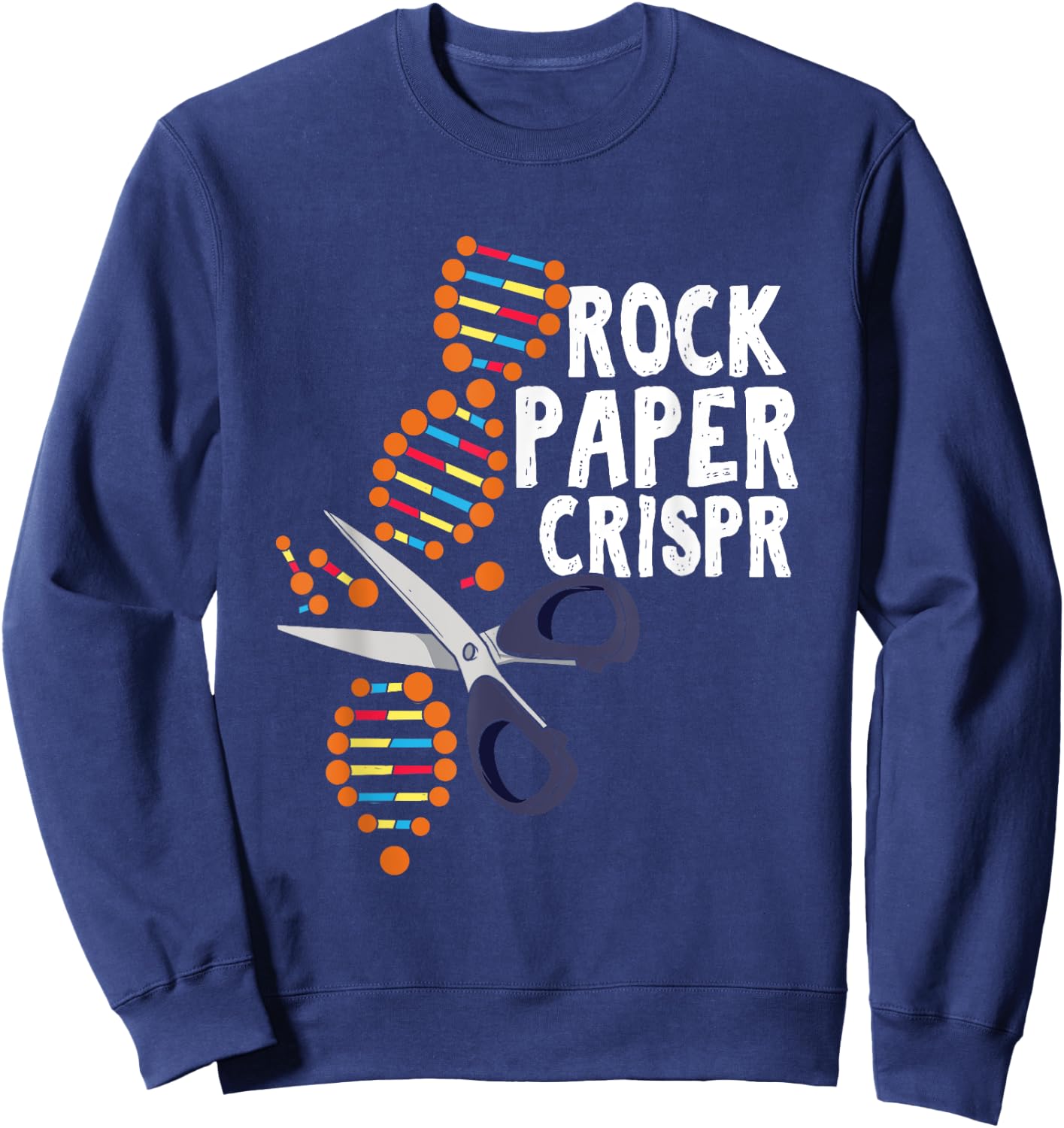 Rock Paper Crispr DNA Biologist Genetic Engineering Science Sweatshirt - Sweatshirt | Navy