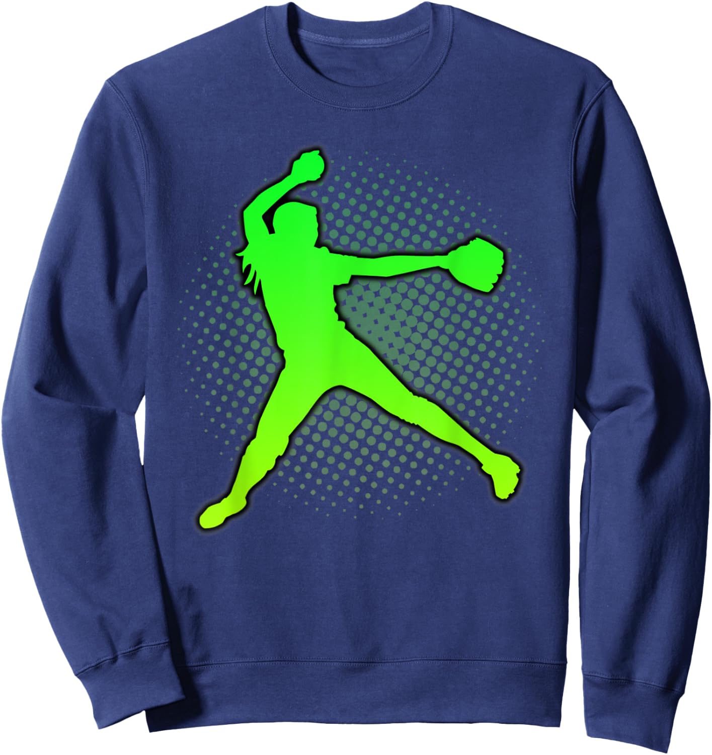 Softball Girls & Women's Gift Green Yellow Fast Pitch Teen Sweatshirt - Sweatshirt | Navy