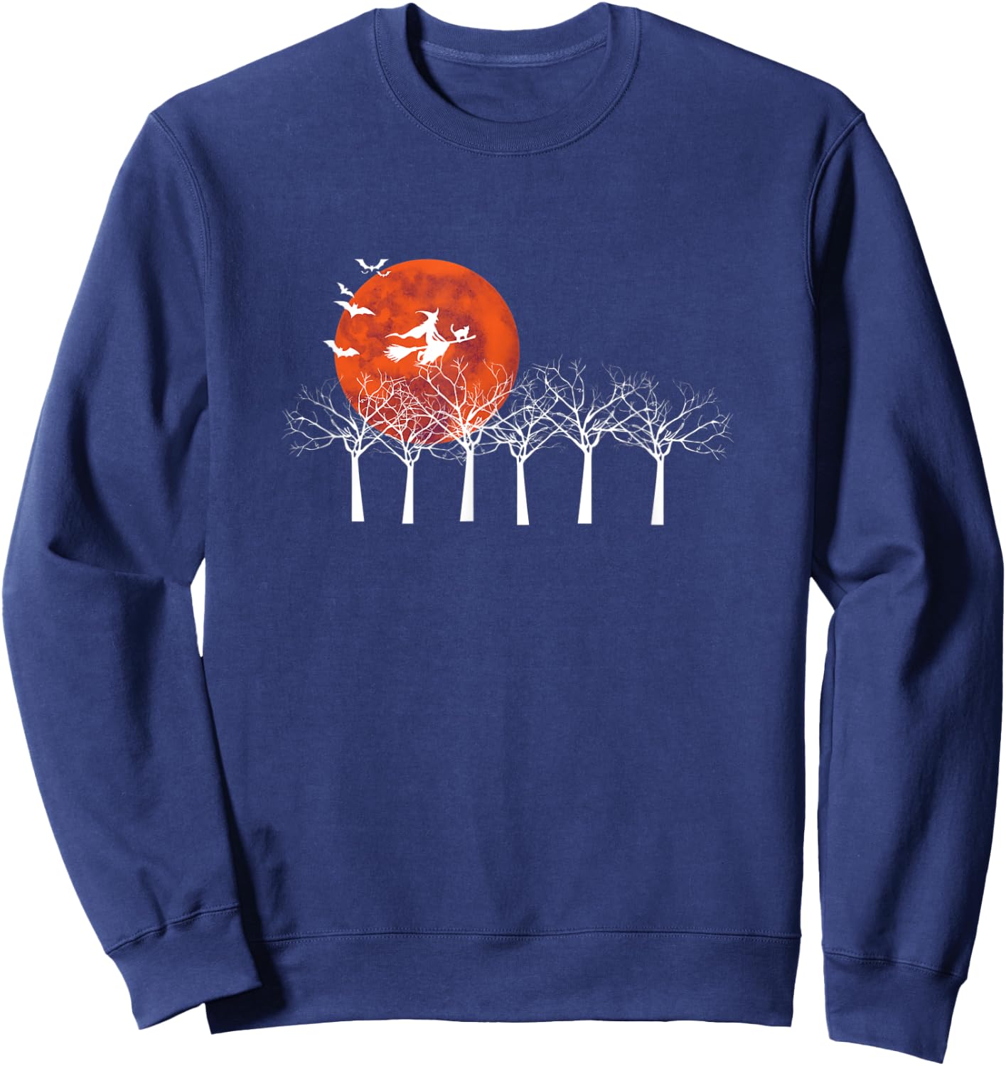 Halloween Witch Cat Moon Flight Sweatshirt - Sweatshirt | Navy