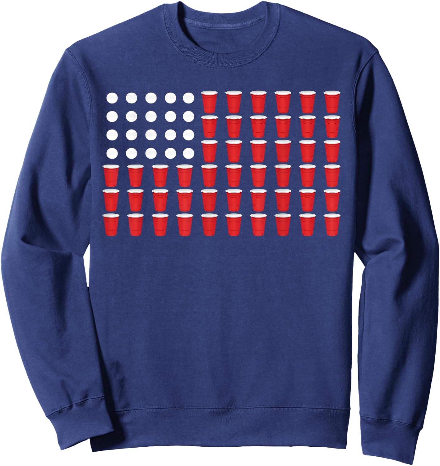 Beer Pong 4th of July American Flag USA America Drinking Men Sweatshirt - Sweatshirt | Navy