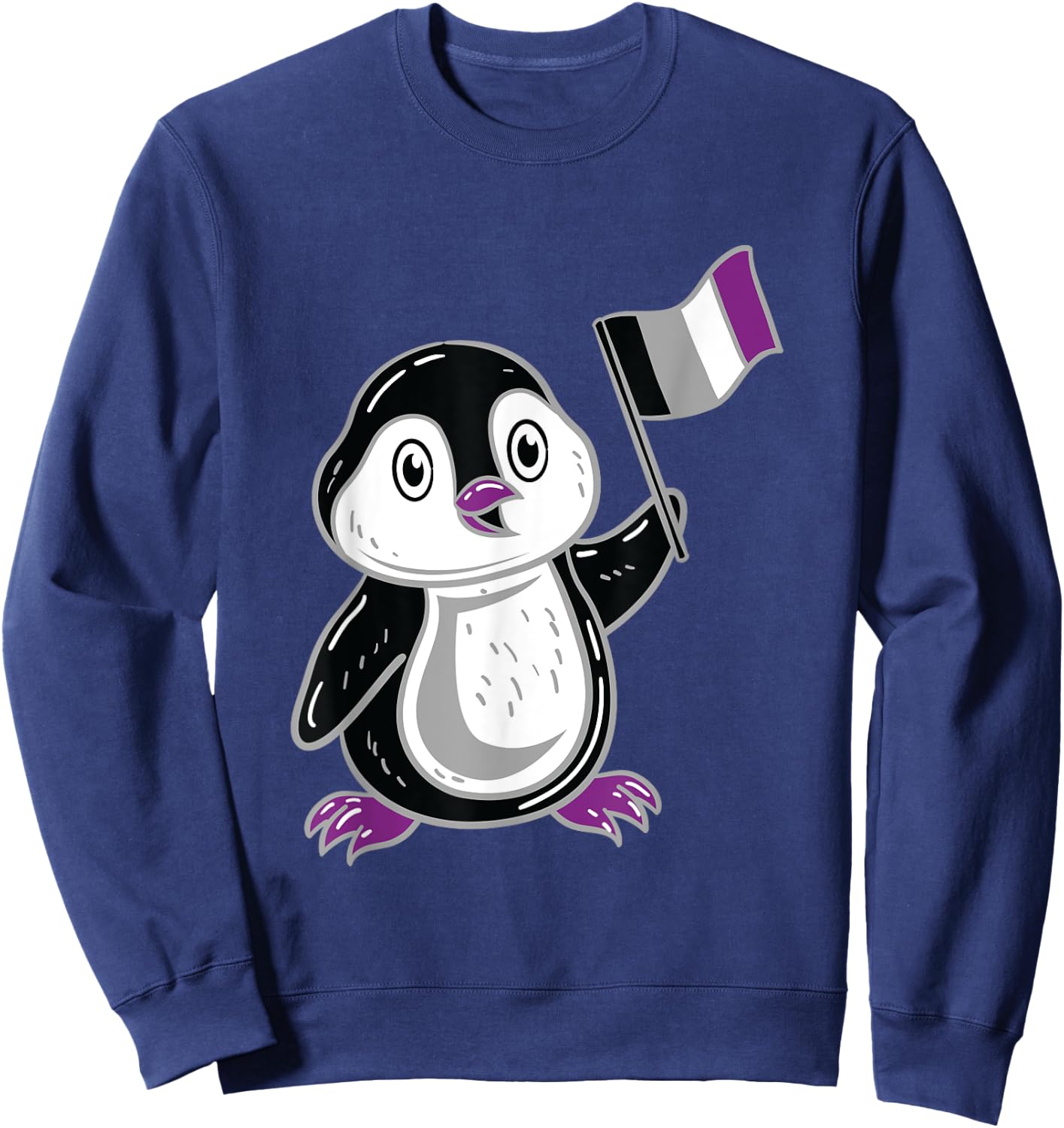 Penguin With Asexual Pride Flag Sweatshirt - Sweatshirt | Navy