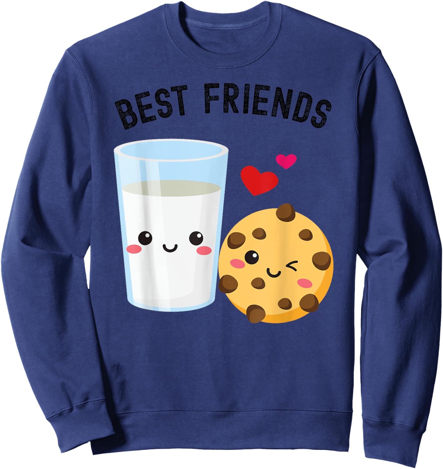 Milk and Cookie Best Friends Cute Kawaii Food & Drink Couple Sweatshirt - Sweatshirt | Navy
