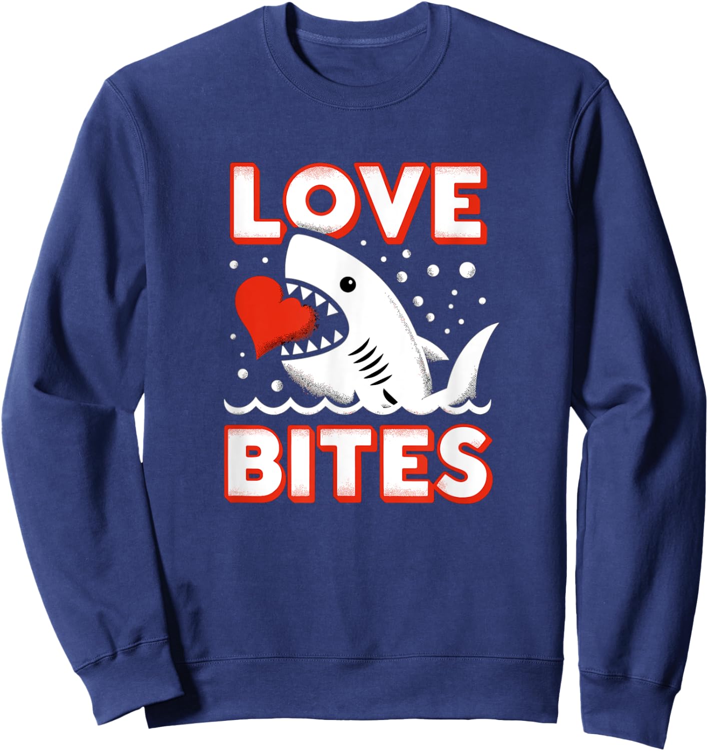 Kids Love Bites Shark Toddler Boy Valentines Day Outfit Sweatshirt - Sweatshirt | Navy