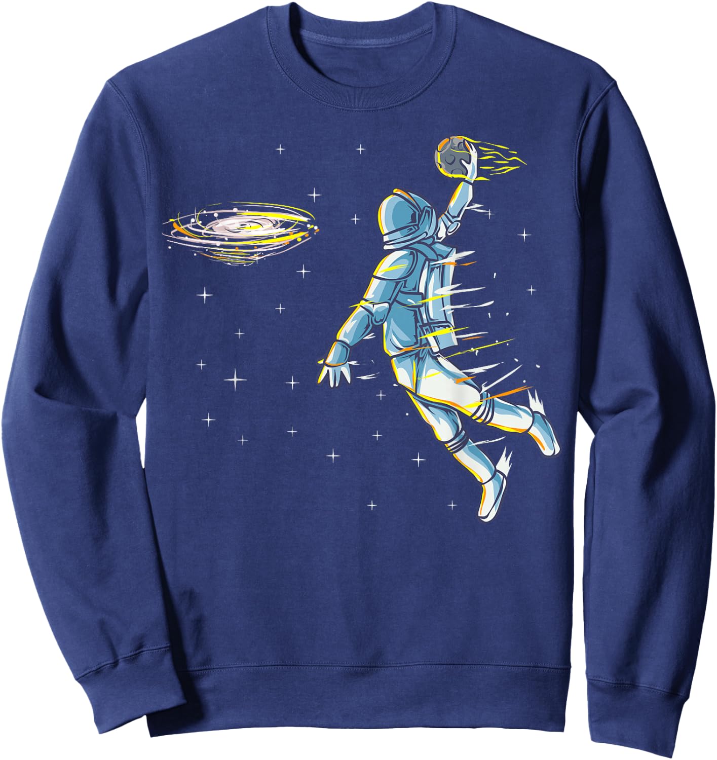Basketball Space Astronaut Slam Dunk Jam Sports Humor Sweatshirt - Sweatshirt | Navy