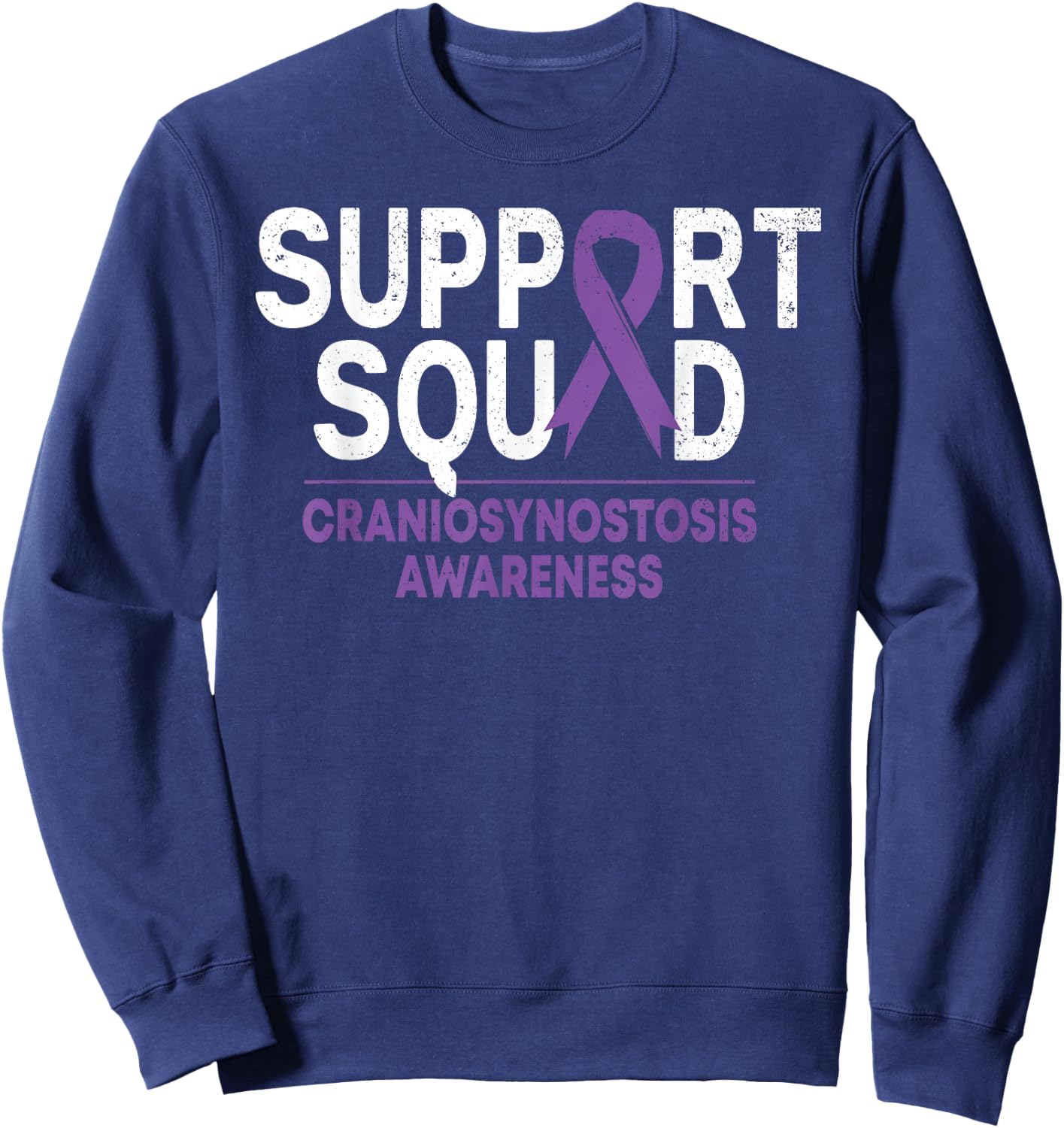 Support Squad Craniosynostosis CSO Awareness Purple Ribbon Sweatshirt - Sweatshirt | Navy
