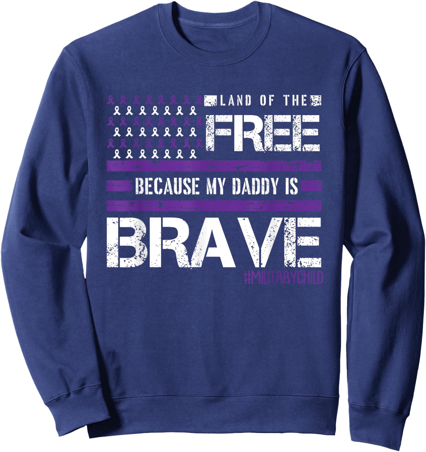 Land Of The Free Month Of The Military Child American Flag Sweatshirt - Sweatshirt | Navy