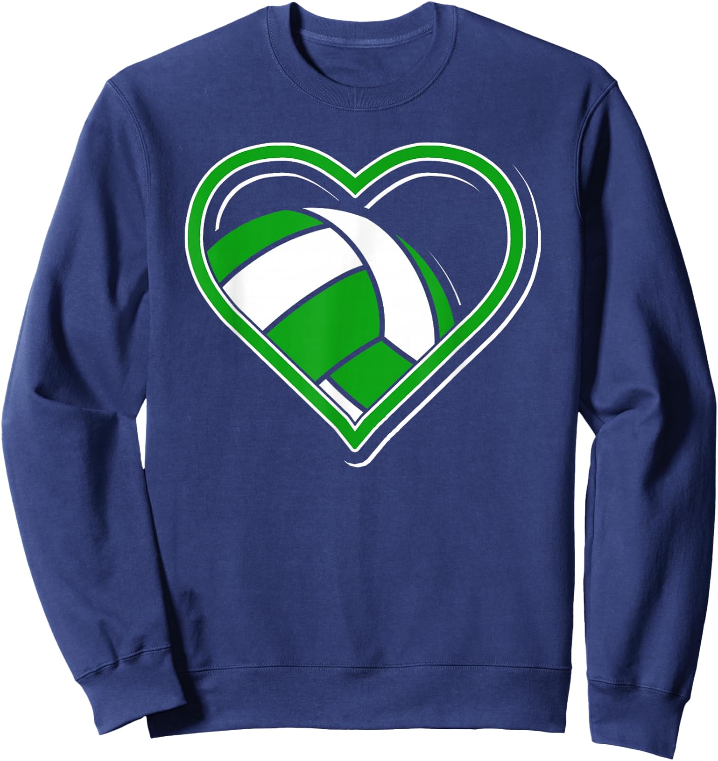 Green Volleyball Heart for Volleyball Lovers Sweatshirt - Sweatshirt | Navy