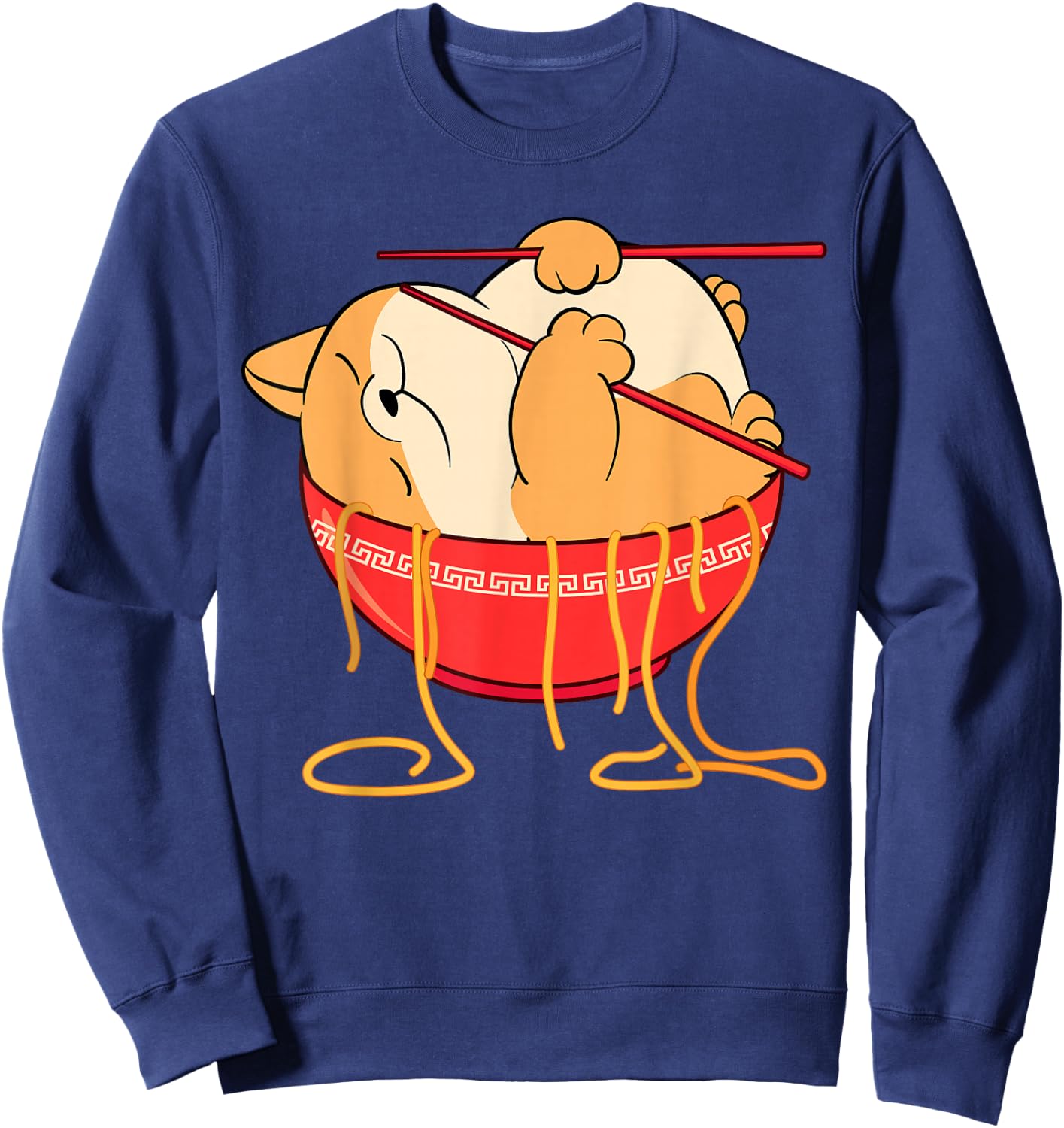 Funny Kawaii Neko Anime Cat Lover Japanese Ramen Noodles Sweatshirt - Sweatshirt | Navy