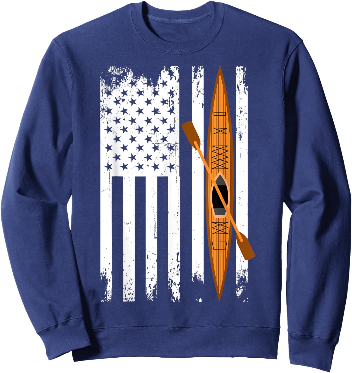 Kayak US Flag Kayaking Outdoor Adventurer Athletic Kayaker Sweatshirt - Sweatshirt | Navy