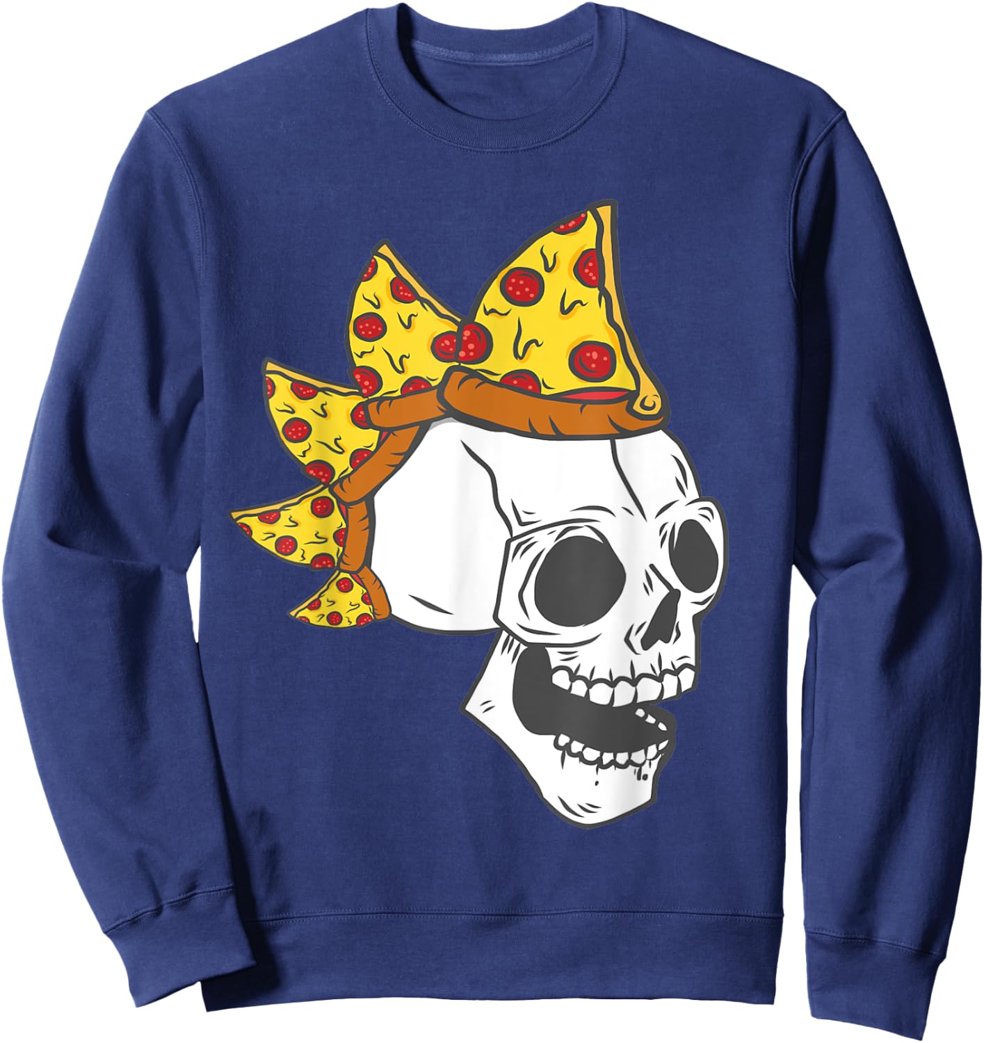 Pizza Mohawk Hair Rocker Skull Halloween Kids Costumes Gifts Sweatshirt - Sweatshirt | Navy