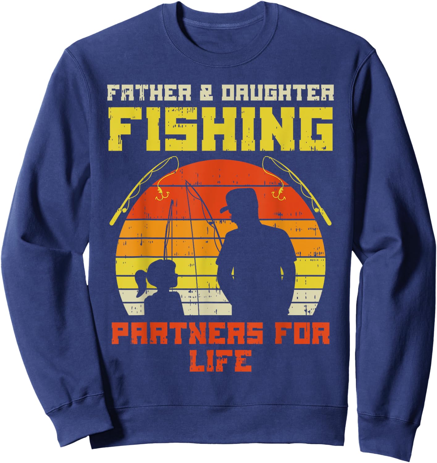 Father Daughter Fishing Partner For Life Retro Matching Gift Sweatshirt - Sweatshirt | Navy