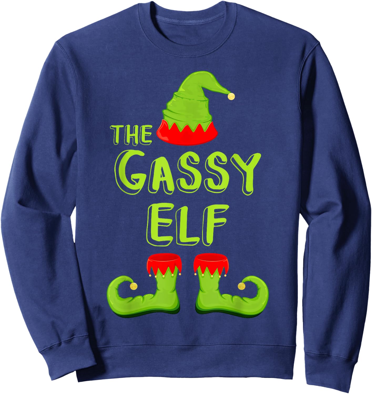 The Gassy Elf Matching Christmas Elf Shirt Sweatshirt - Sweatshirt | Navy