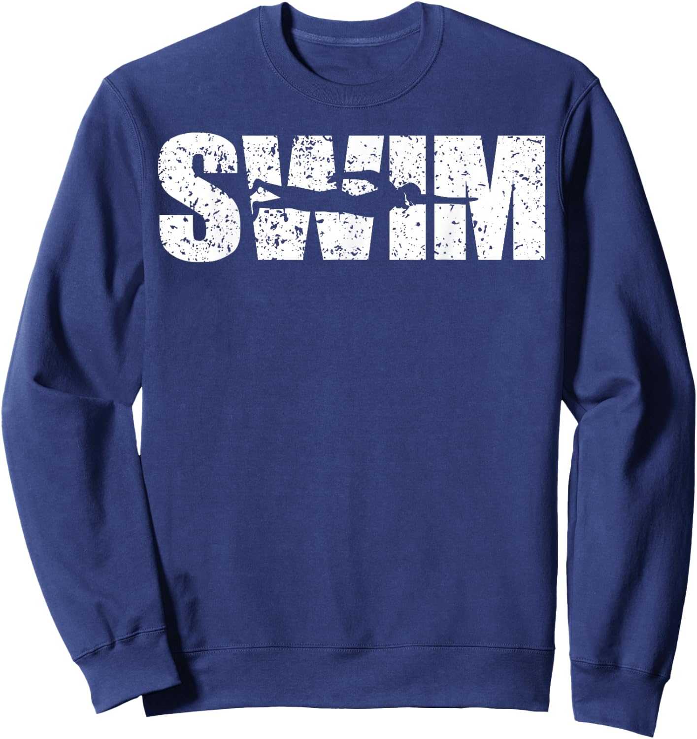 Distressed Look Swimming Gift Swimmers Sweatshirt - Sweatshirt | Navy