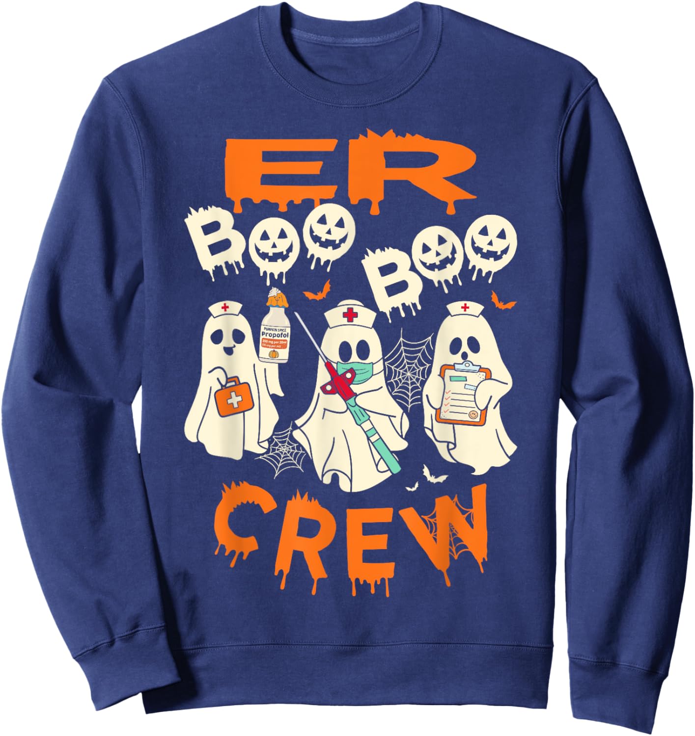 Cute Emergency Department Funny ER Nurse Halloween Sweatshirt - Sweatshirt | Navy