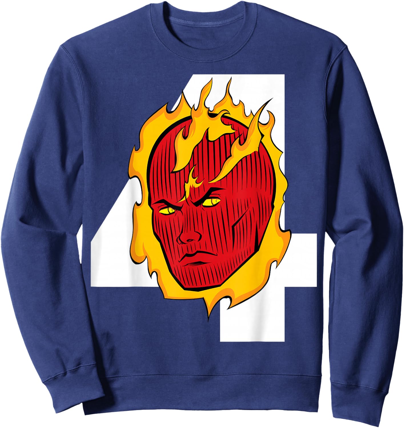 Marvel Fantastic Four Human Torch Big Face 4 Logo Sweatshirt - Sweatshirt | Navy