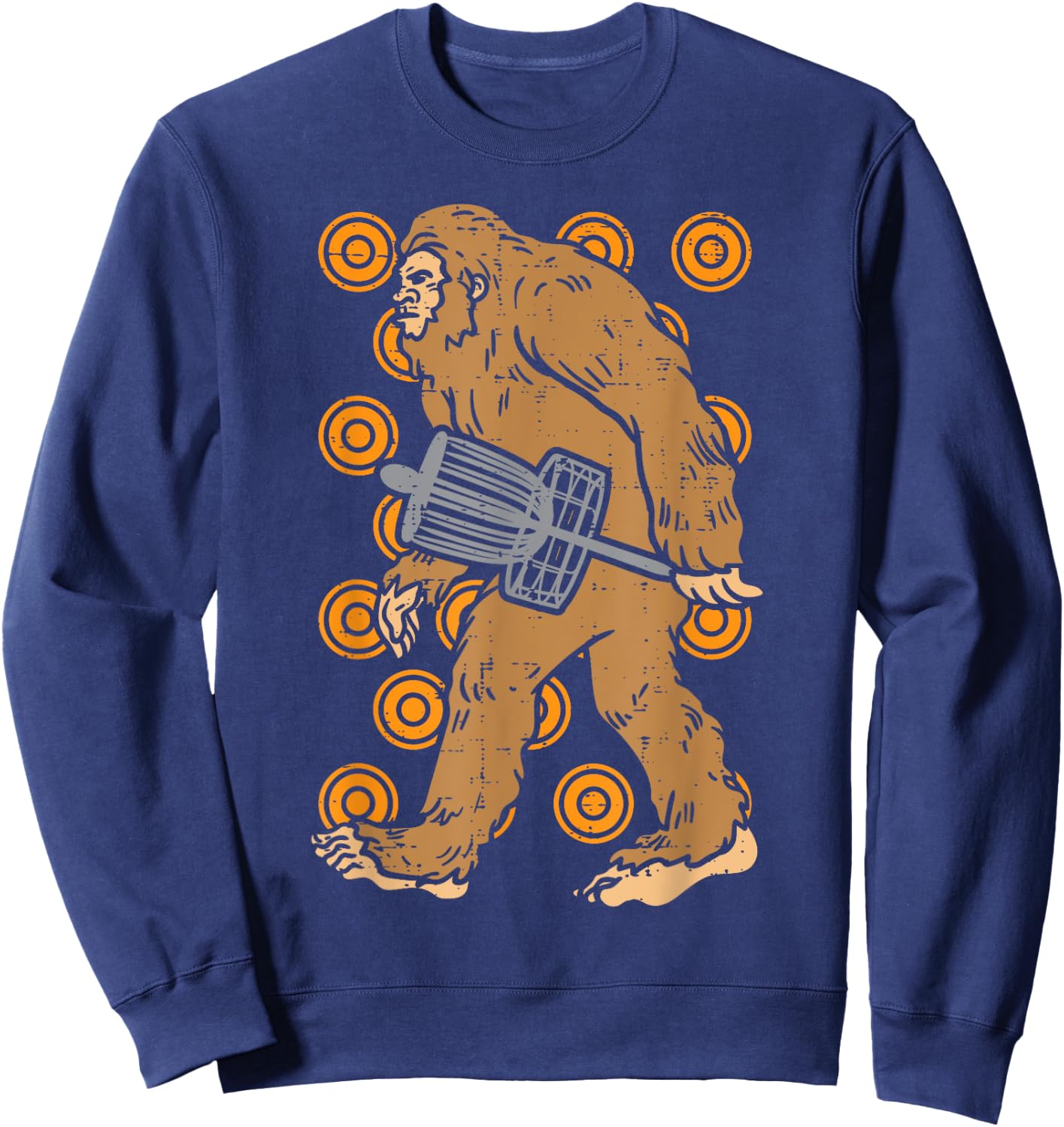 Bigfoot Sasquatch Disc Golf Funny Frisbee Golfing Golfer Men Sweatshirt - Sweatshirt | Navy