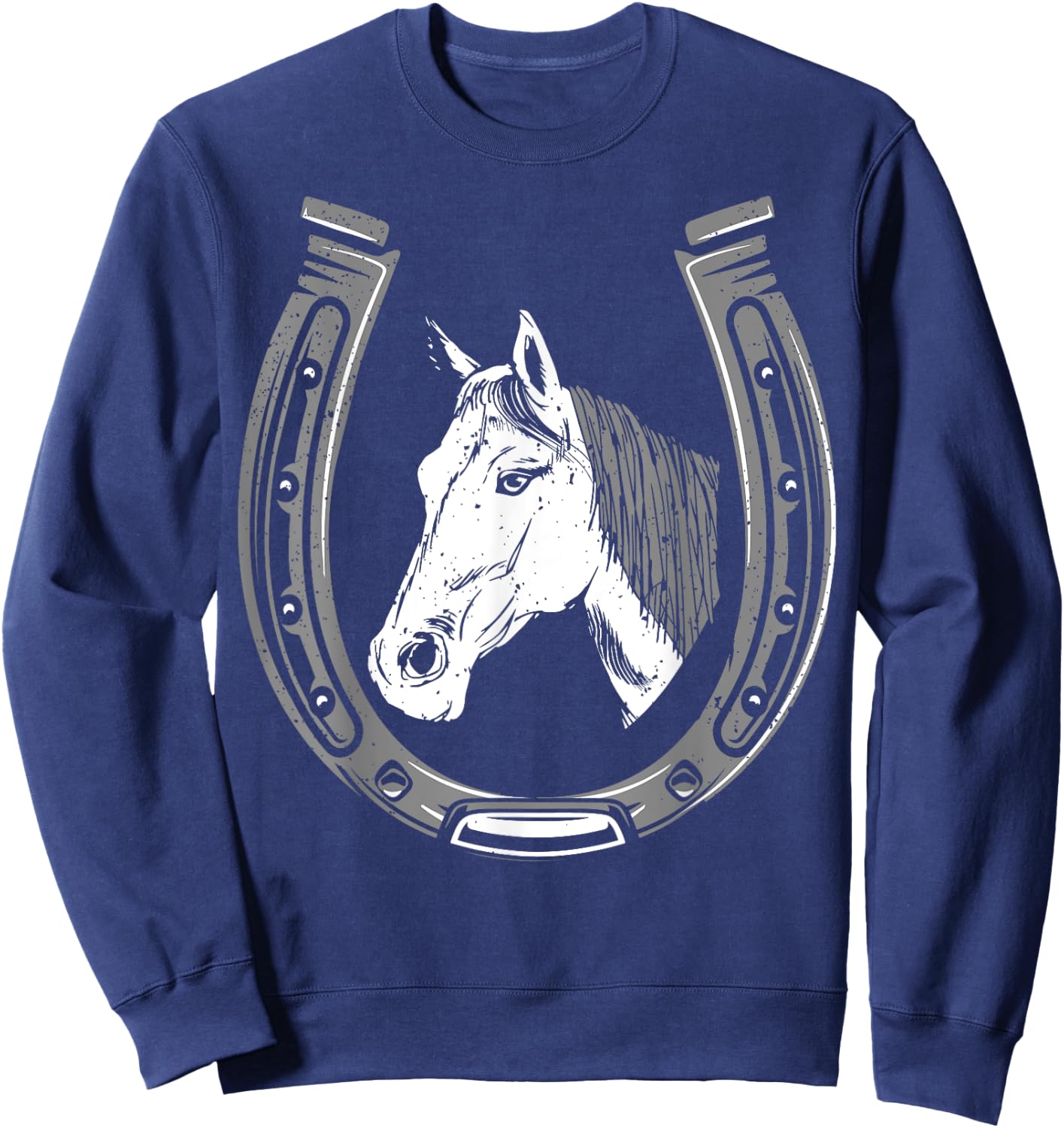 Horse Riding - Horse Head With Horseshoe Sweatshirt - Sweatshirt | Navy