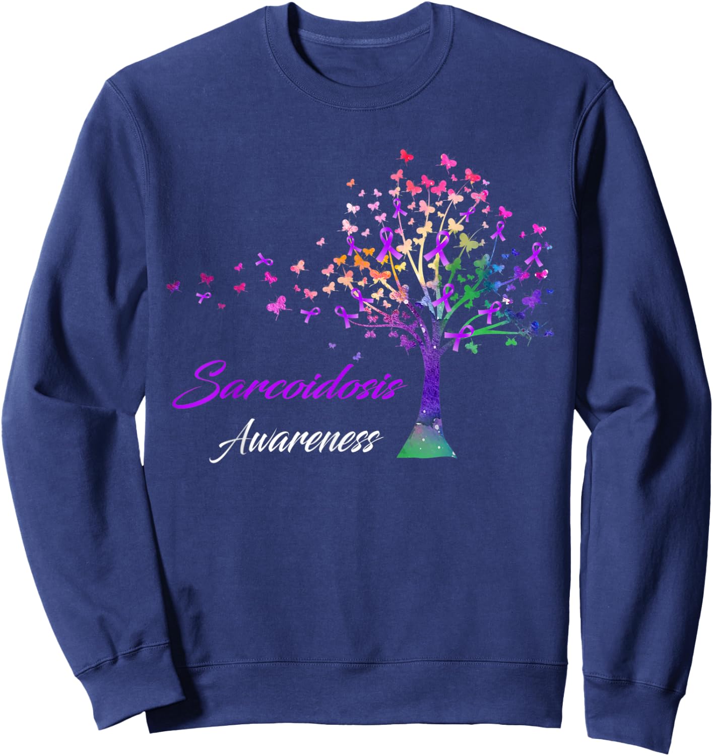 Tree Ribbon Sarcoidosis Awareness Sweatshirt - Sweatshirt | Navy