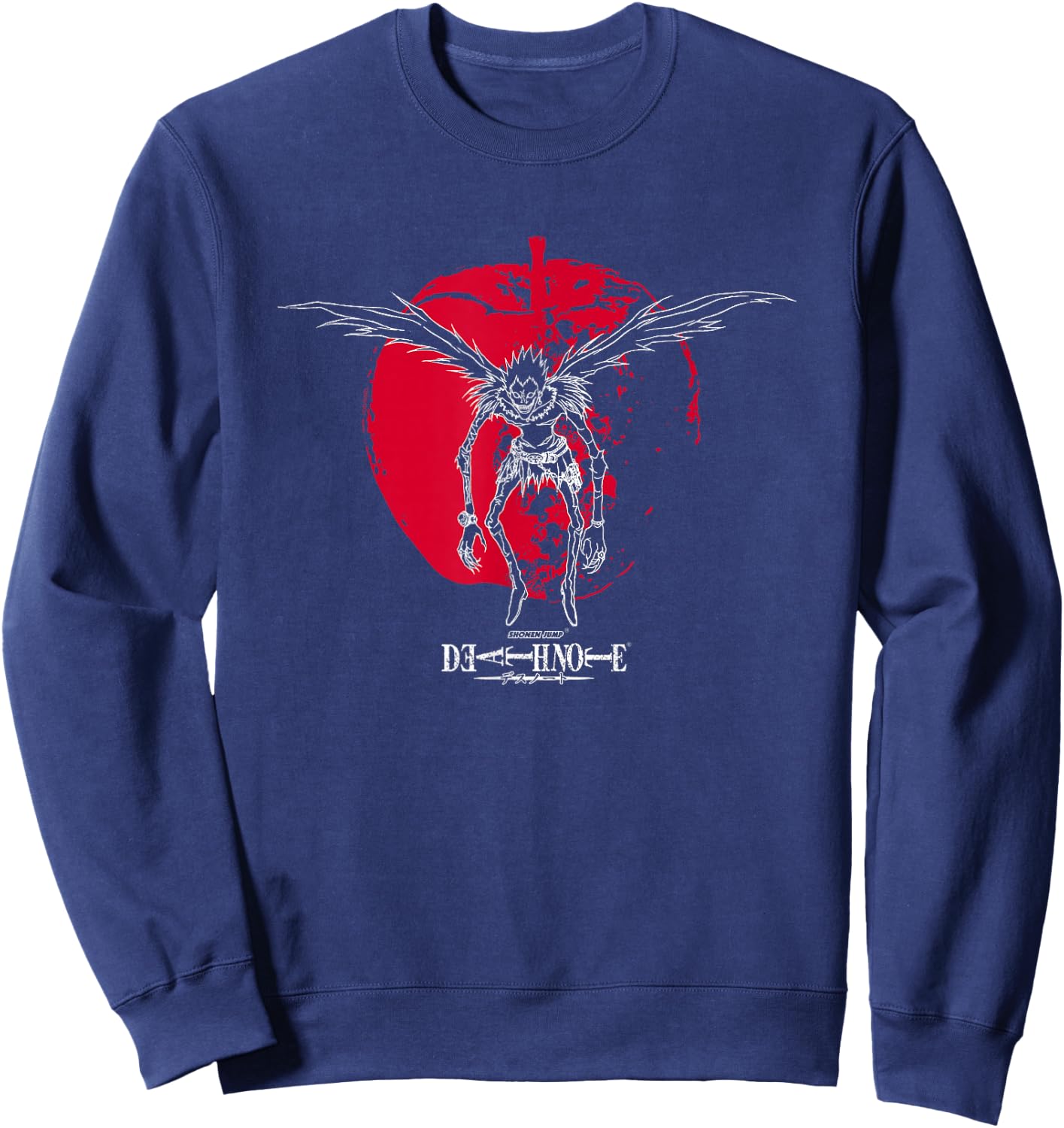 Death Note Ryuk Silhouette on Apple Anime Sweatshirt - Sweatshirt | Navy