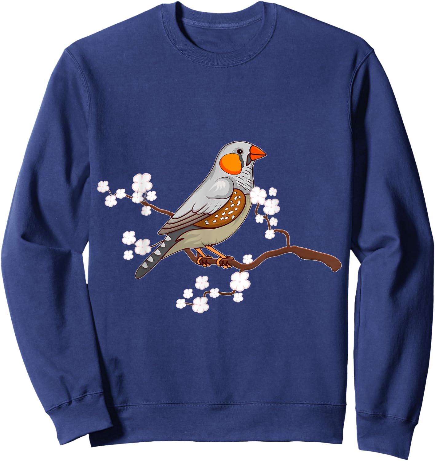 Zebra Finches in Cherry Blossom Japan Design Sweatshirt - Sweatshirt | Navy