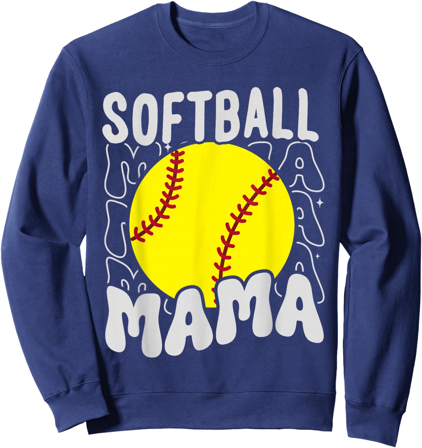 Groovy Softball Mama Softball Daughters Game Mothers Day Sweatshirt - Sweatshirt | Navy