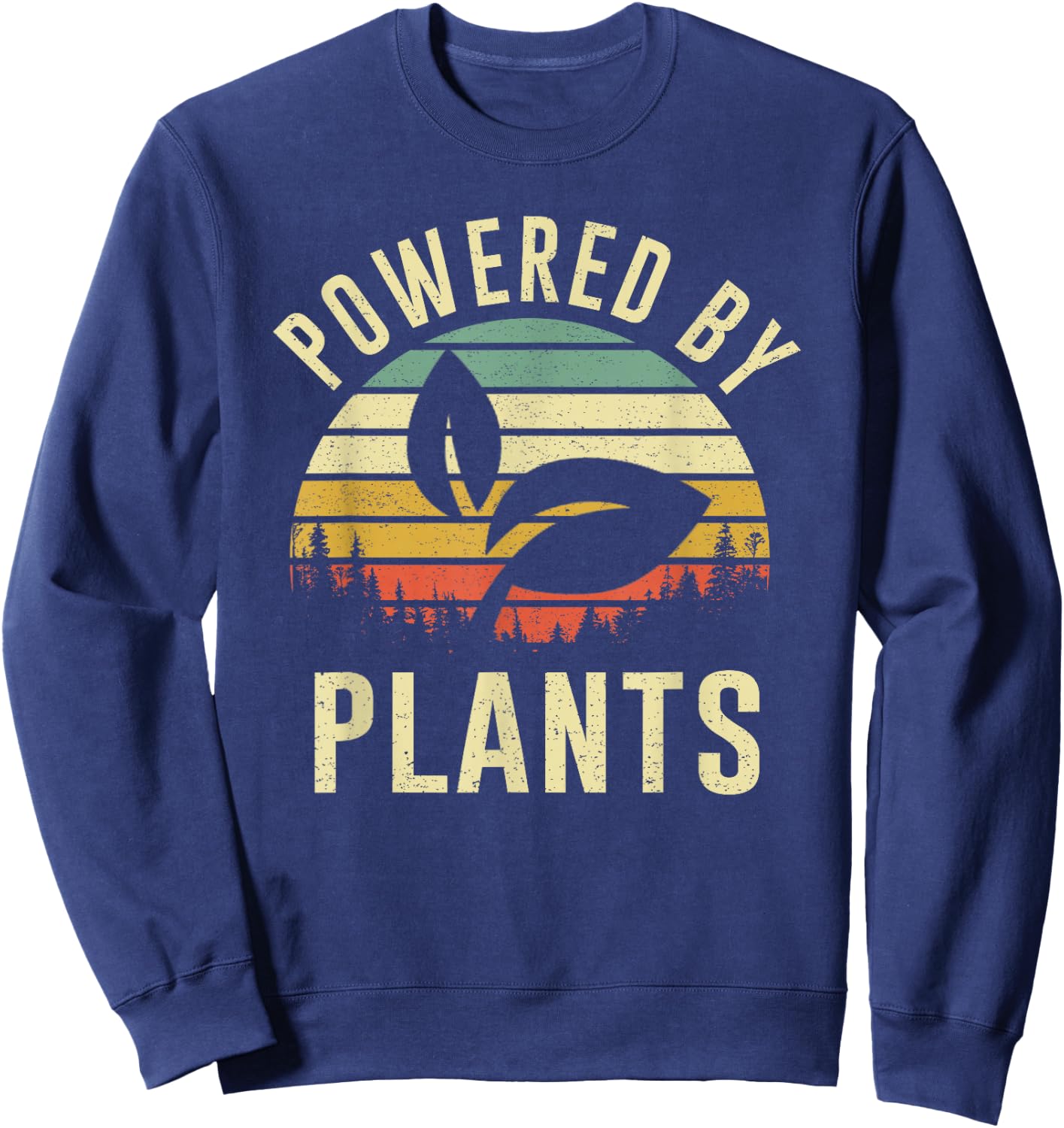 Vintage Powered Plants Vegetarian By Vegan Diet Sweatshirt - Sweatshirt | Navy
