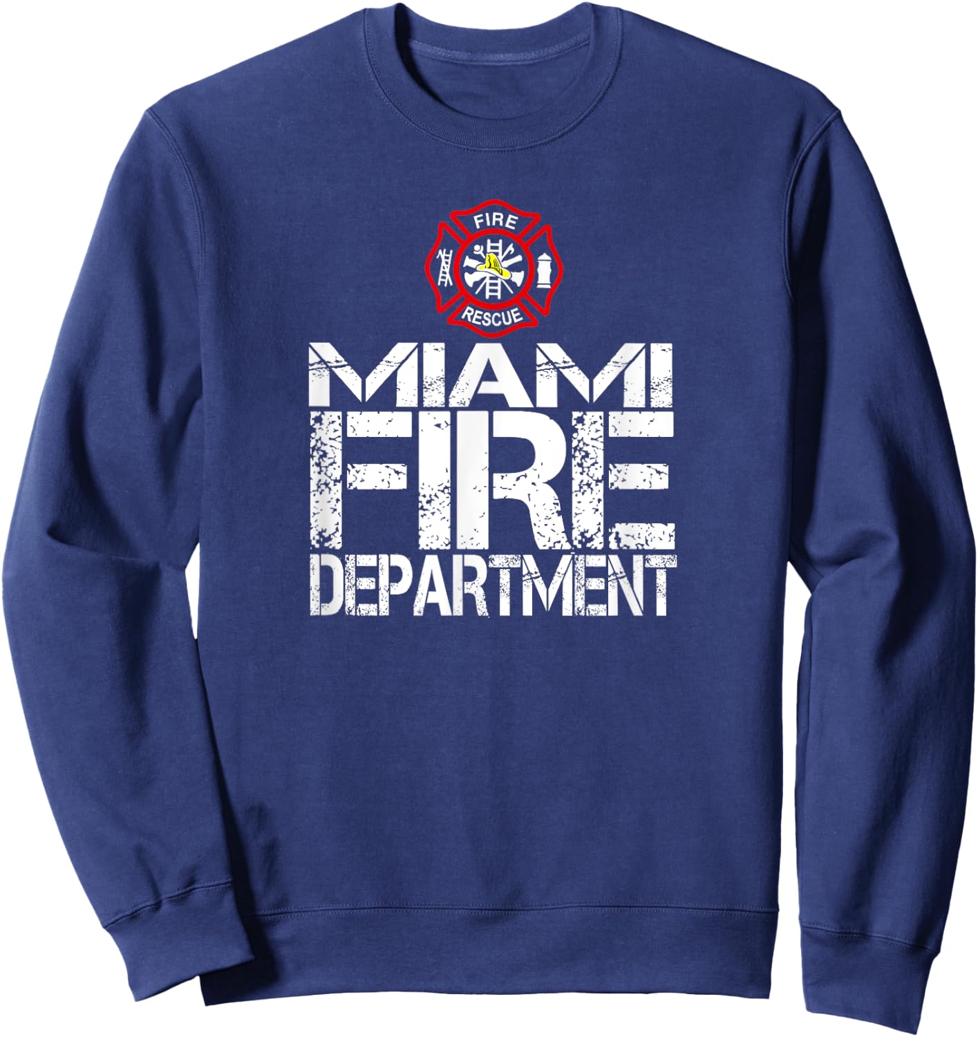 Miami Fire Dept with Florian Cross for Family Kids Adults Sweatshirt - Sweatshirt | Navy