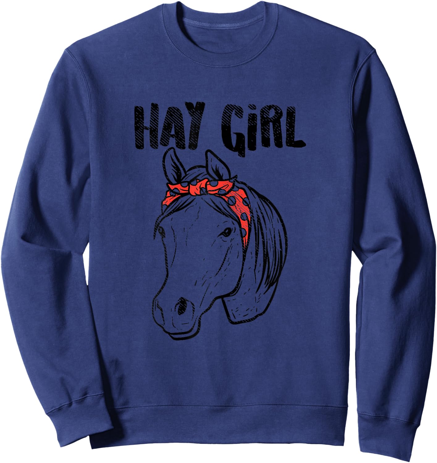 Hay Girl Horse Bandana Animal Country Farm Girls Women Gift Sweatshirt - Sweatshirt | Navy