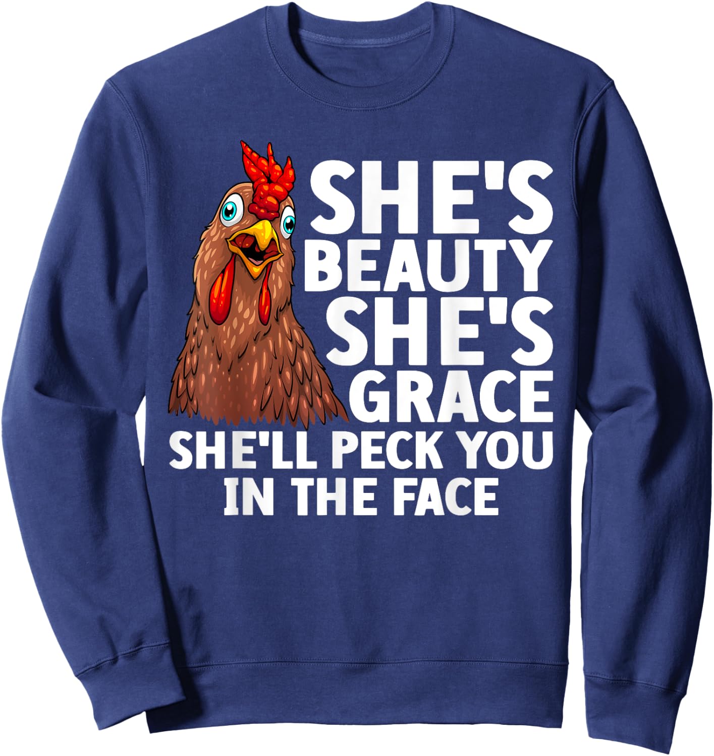 Funny Chicken Art Women Rooster Hen Chicken Farmer Sweatshirt - Sweatshirt | Navy