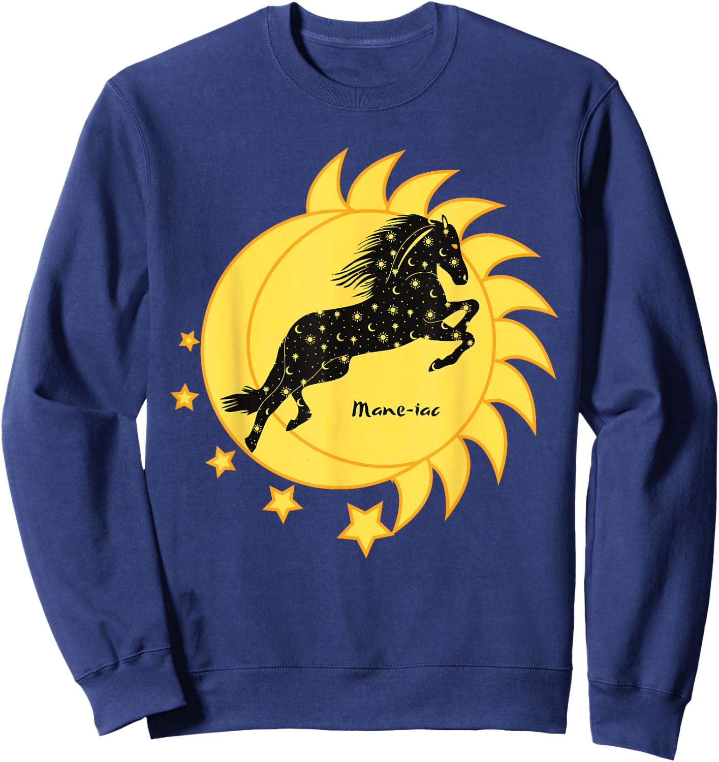 Cute Mane-iac Celestial Horse Dancer Girls Graphic Sweatshirt - Sweatshirt | Navy
