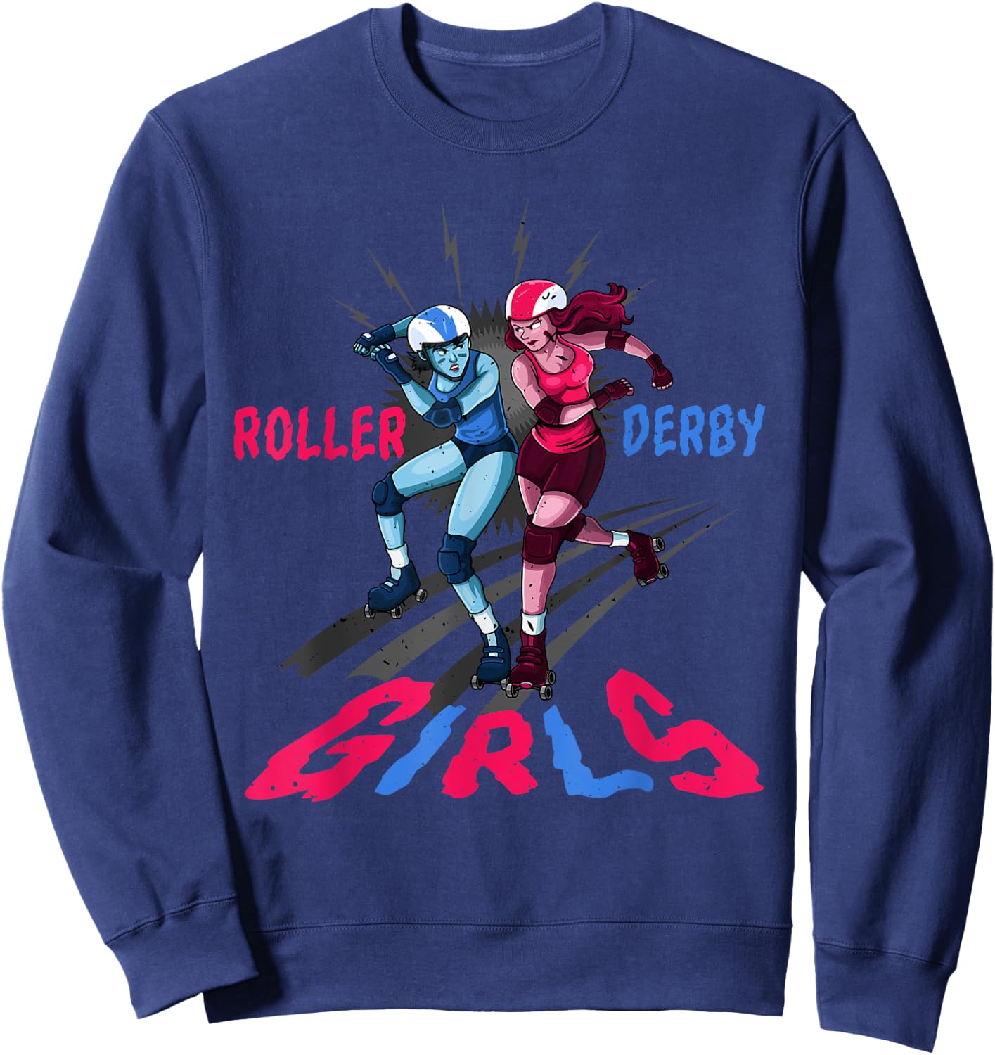 Roller Derby Girls Funny Jammer Skates Player Sweatshirt - Sweatshirt | Navy