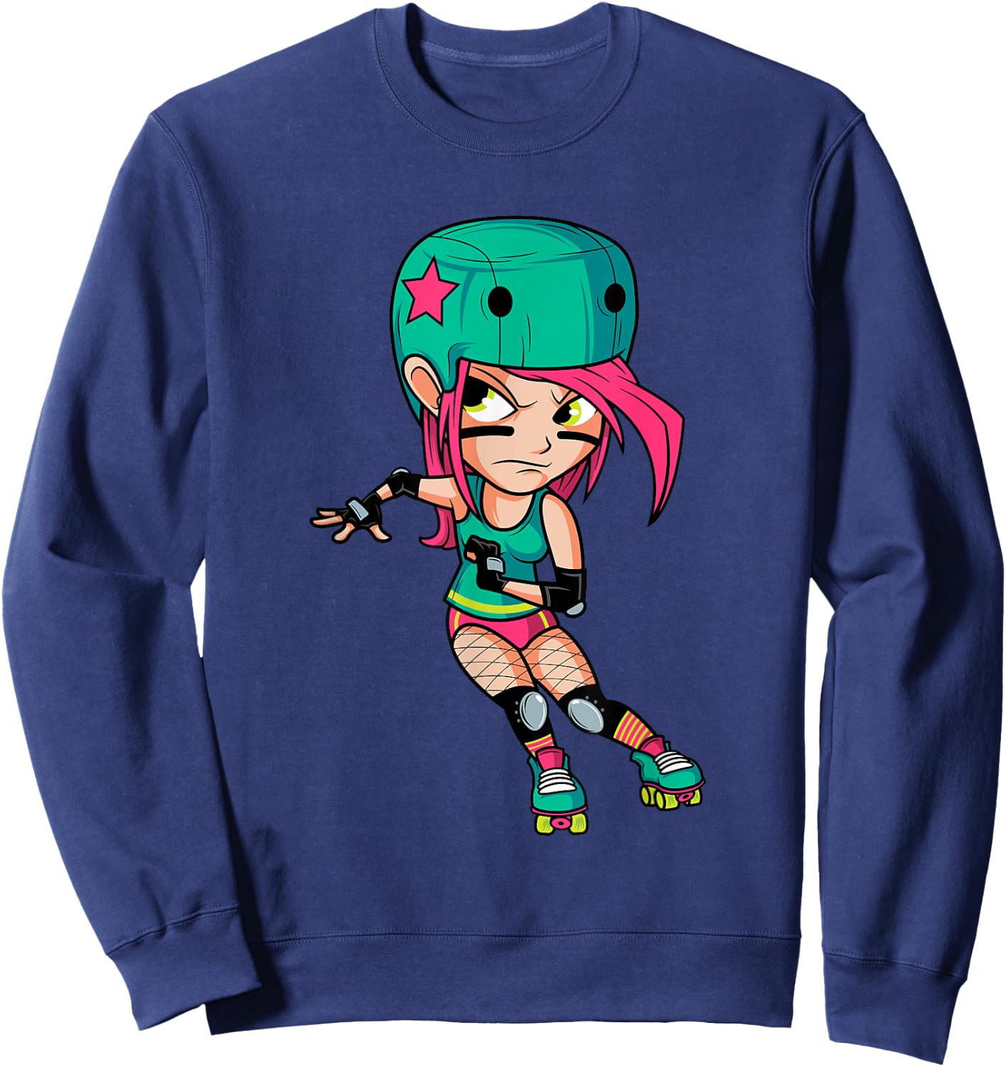 Funny Roller Derby Girl 70s 80s Skating Skater Women Gifts Sweatshirt - Sweatshirt | Navy