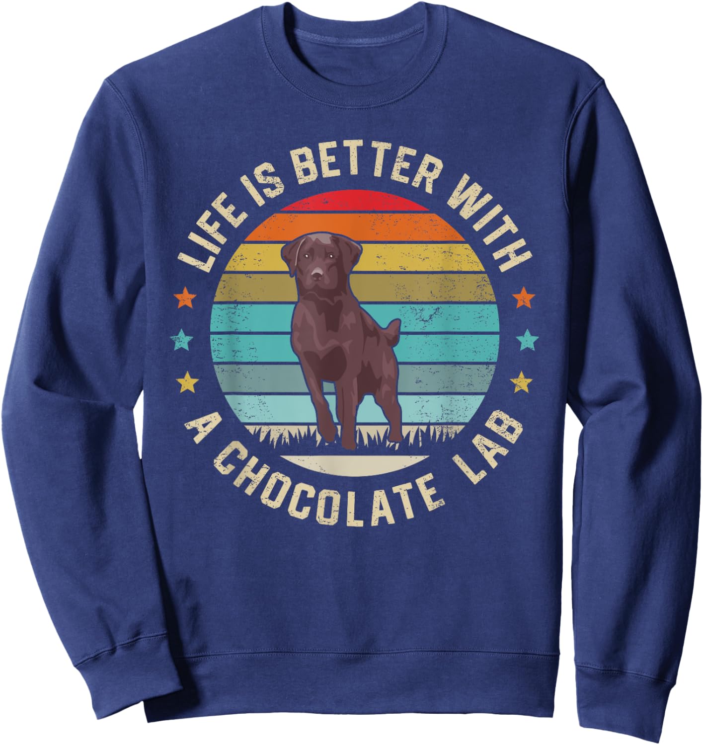 Chocolate Lab Dog Owner Dog Dad Mom Brown Labrador Retriever Men Women Kids Sweatshirt - Sweatshirt | Navy