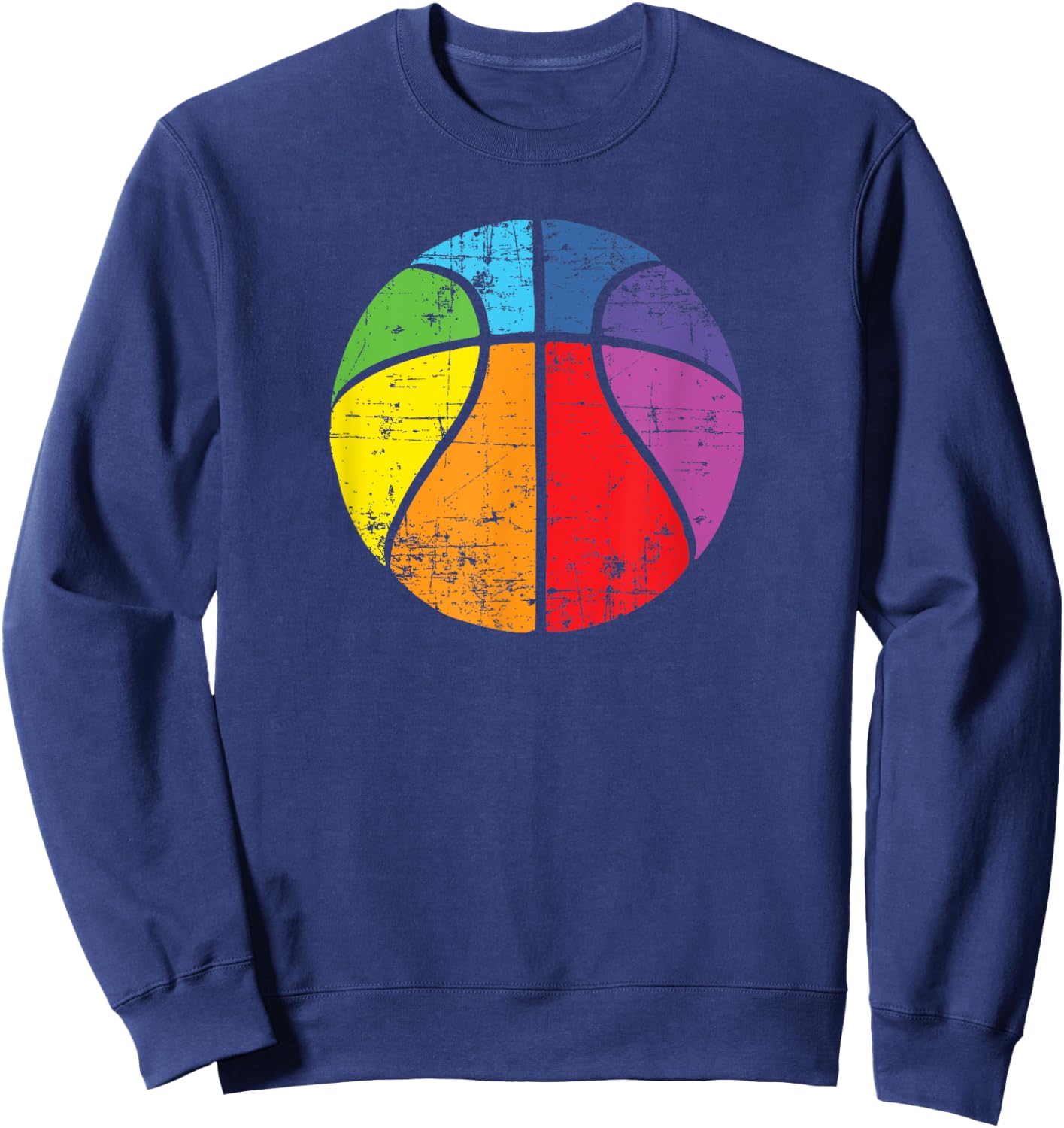 Rainbow Basketball Vintage Distressed Logo Sweatshirt - Sweatshirt | Navy