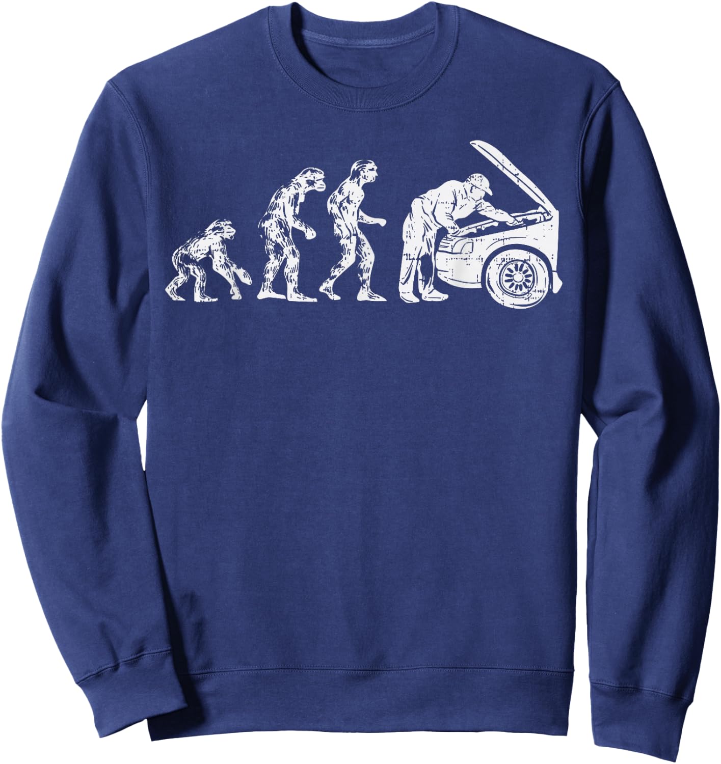Human Evolution Car Mechanic Funny Automotive Dad Men Gift Sweatshirt - Sweatshirt | Navy