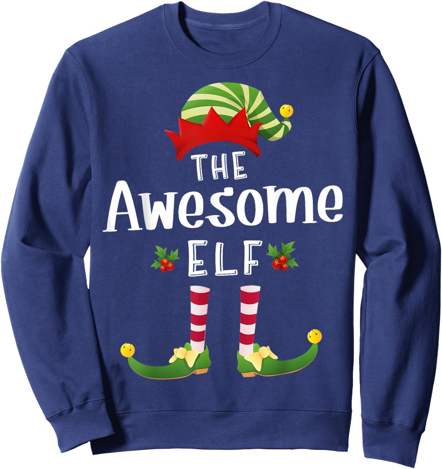 Awesome Christmas Elf Matching Pajama X-Mas Party Sweatshirt - Sweatshirt | Navy