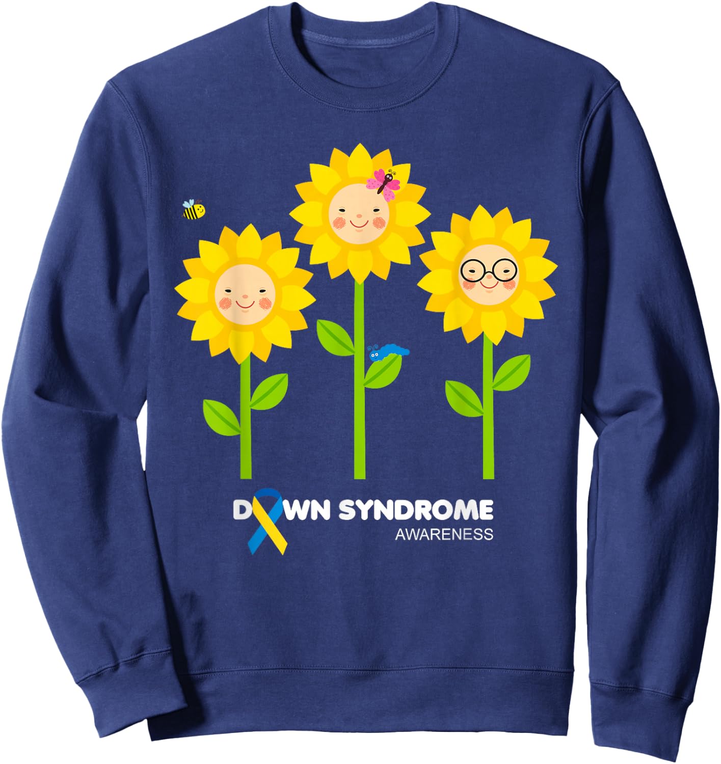 Sunflowers World Down Syndrome Awareness Day, Down Syndrome Sweatshirt - Sweatshirt | Navy