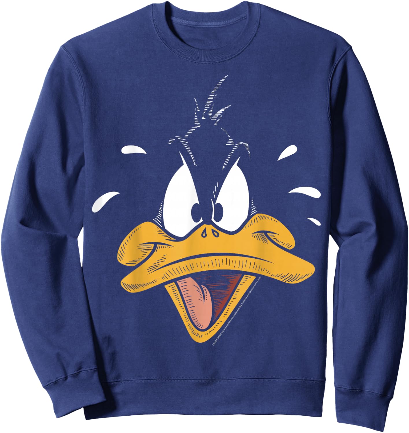 Looney Tunes Daffy Duck Sketched Big Face Sweatshirt - Sweatshirt | Navy
