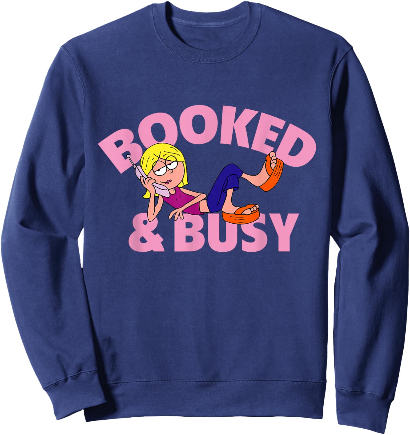 Disney Channel Lizzie McGuire Animated Lizzie Booked & Busy Sweatshirt - Sweatshirt | Navy