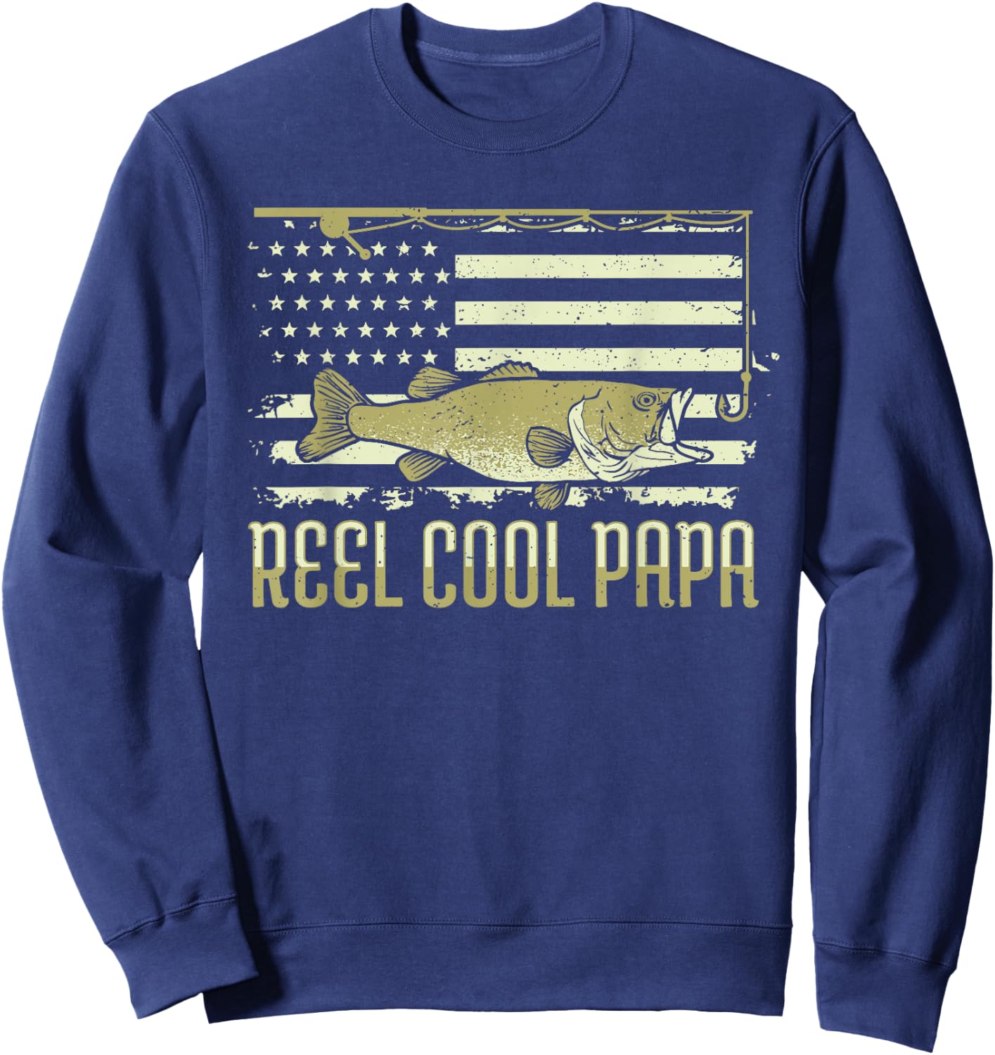 Fishing Gift Dads: Reel Cool Papa Sweatshirt - Sweatshirt | Navy