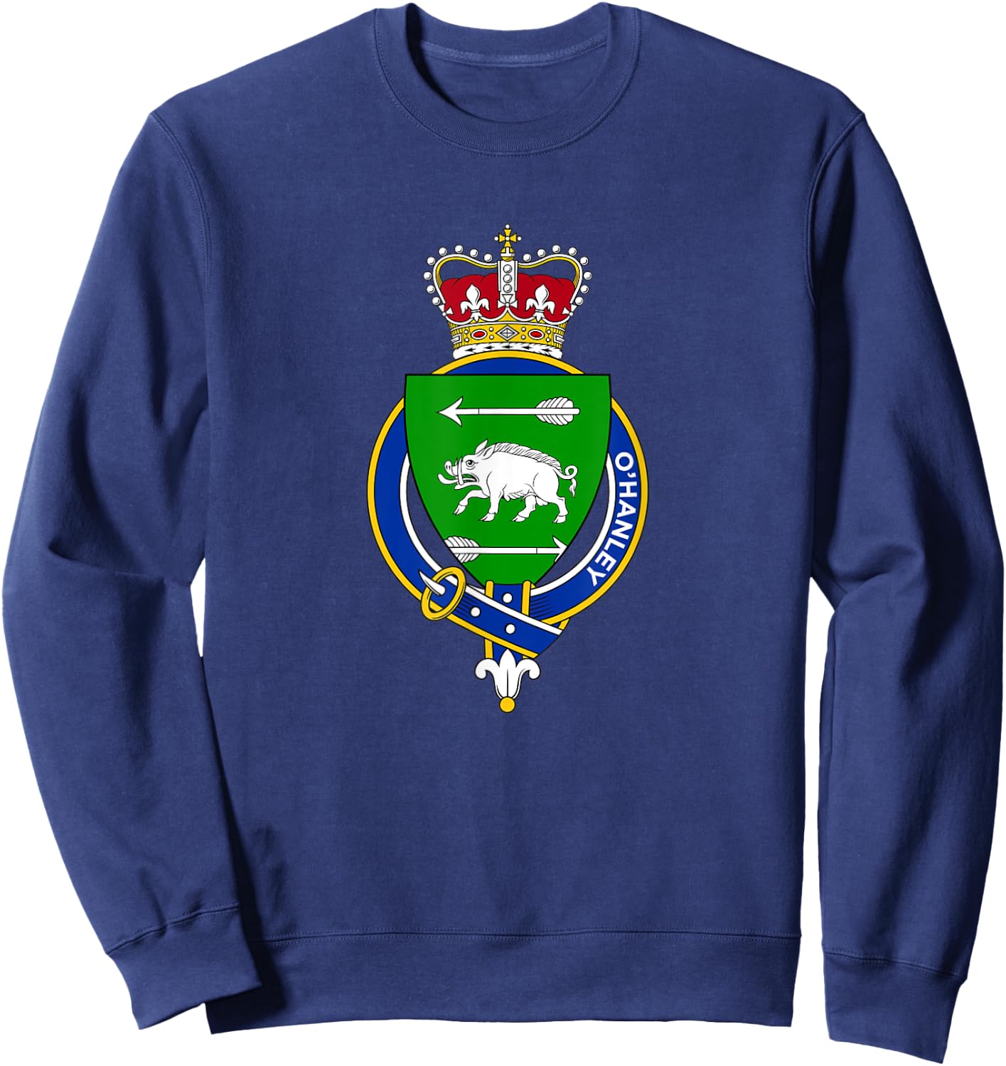 O'Hanley Coat of Arms - Family Crest Sweatshirt - Sweatshirt | Navy