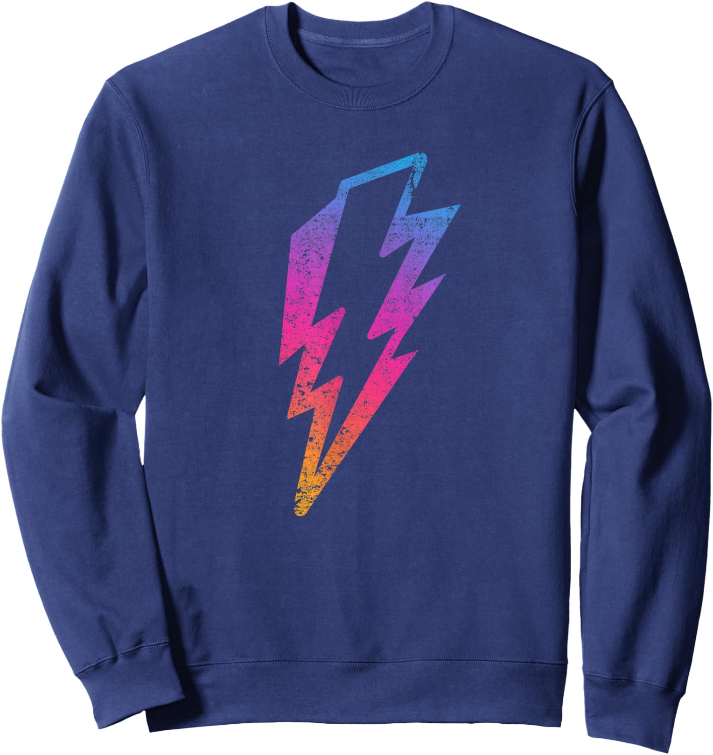 Multicolor Lightnings Powerful Distressed Bolts Sweatshirt - Sweatshirt | Navy