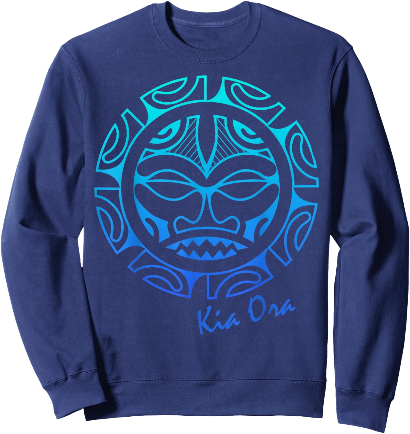 Culture Face Symbol Blue, Haka Kia Ora Dance New Zealand Sweatshirt - Sweatshirt | Navy