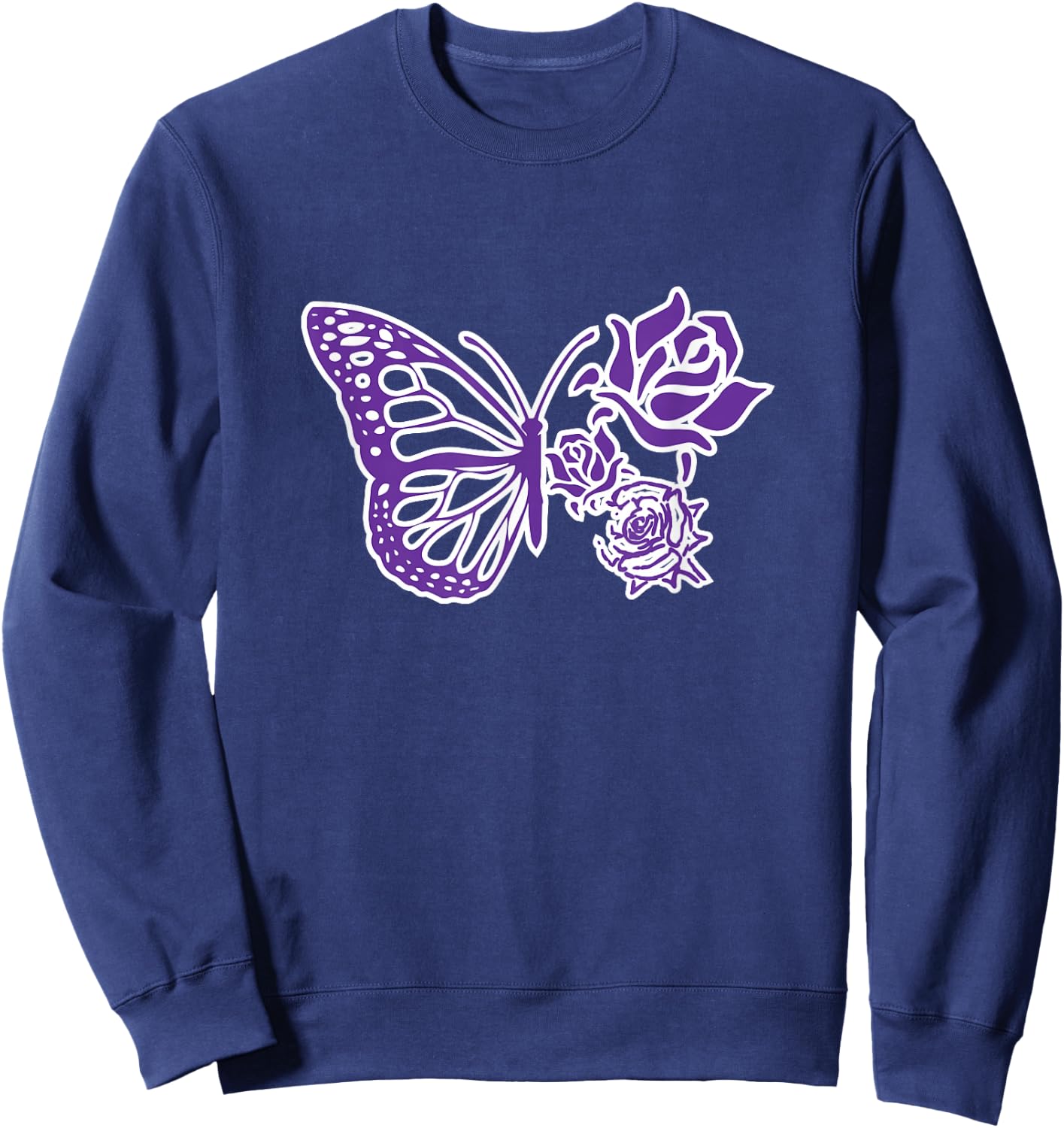 Purple Butterfly Aesthetic Monarch Butterfly Floral Wings Sweatshirt - Sweatshirt | Navy