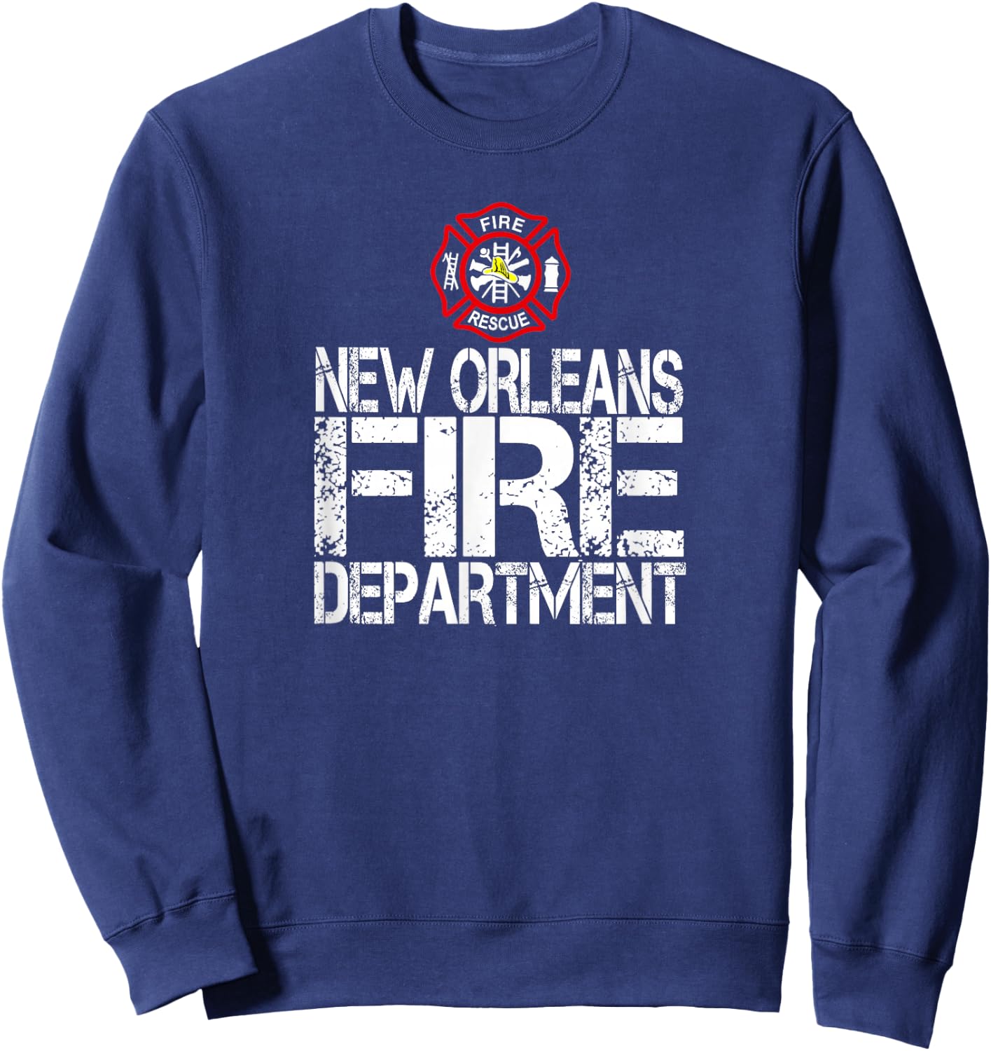 New Orleans Fire Dept with Florian Cross Family Kids Adults Sweatshirt - Sweatshirt | Navy