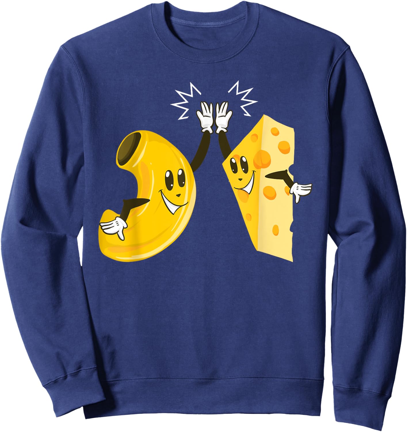 Funny Macaroni And Cheese High 5 | Cool Pasta Lover Mac Gift Sweatshirt - Sweatshirt | Navy