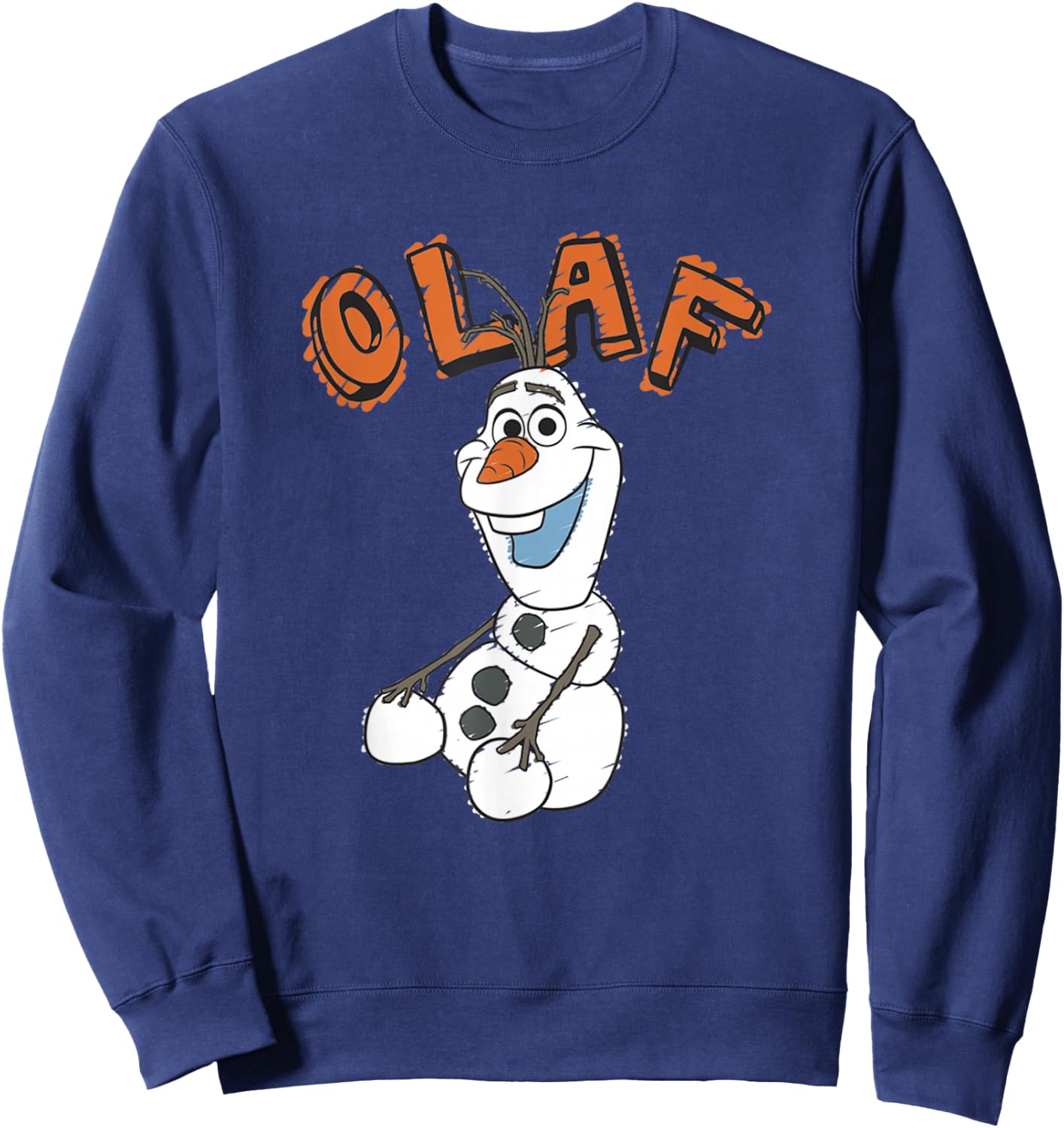 Disney Frozen Vintage Olaf Portrait Orange Sketch Logo Sweatshirt - Sweatshirt | Navy